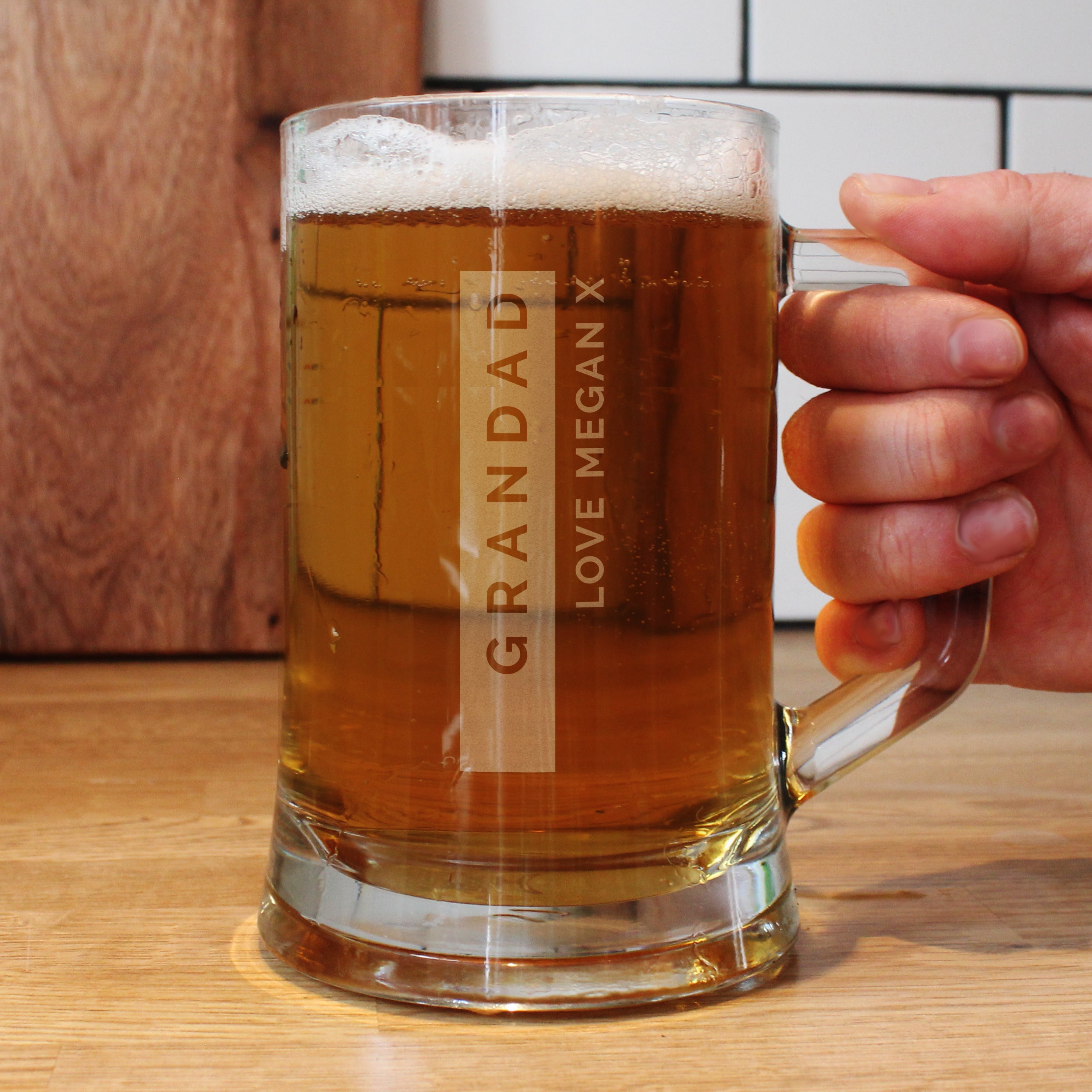 Glasses & Barware Personalised Free Text Stripe Pint Stern Tankard