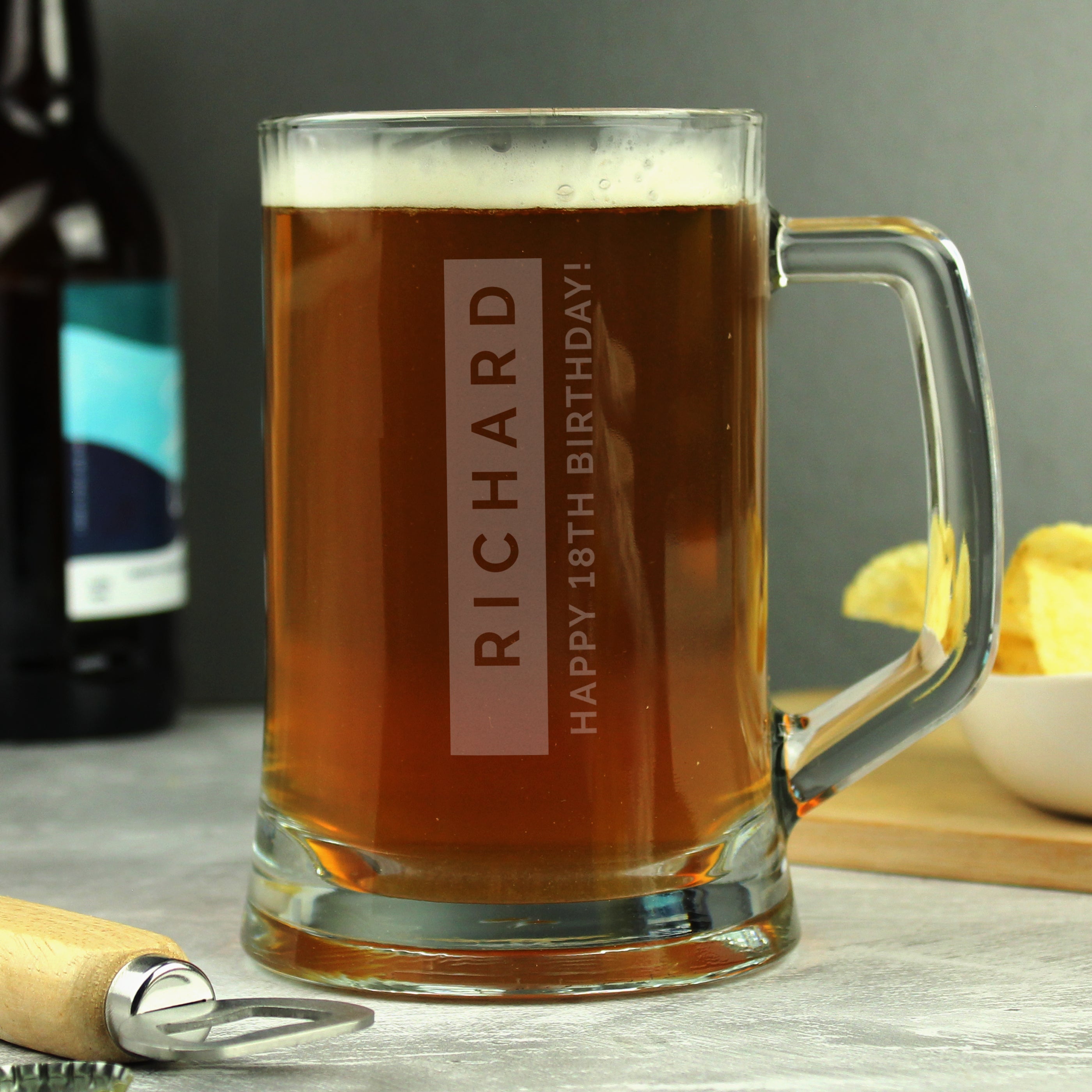 Glasses & Barware Personalised Free Text Stripe Pint Stern Tankard