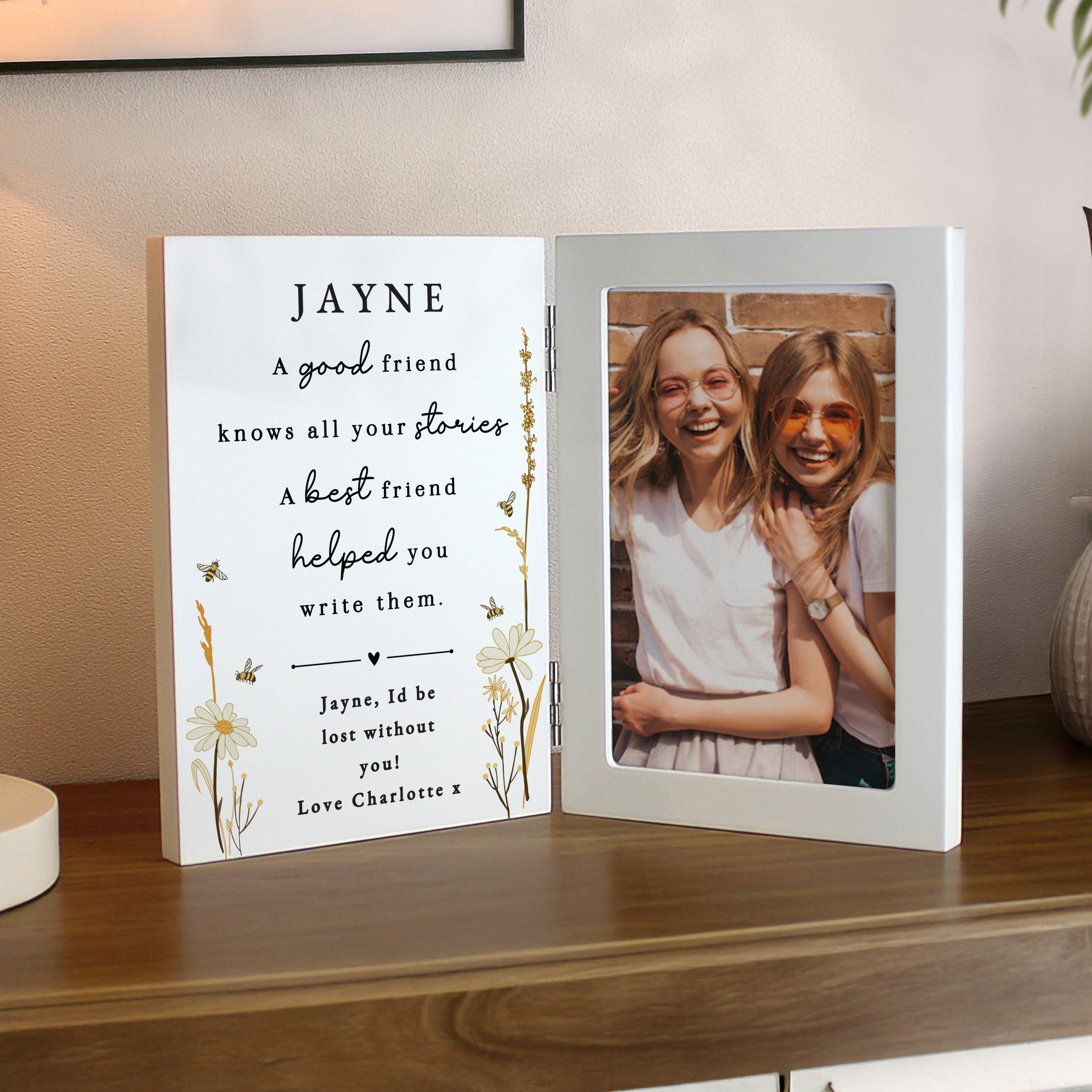 Photo Frames, Albums and Guestbooks Personalised Friend Wooden Hinged 6x4 Photo Frame