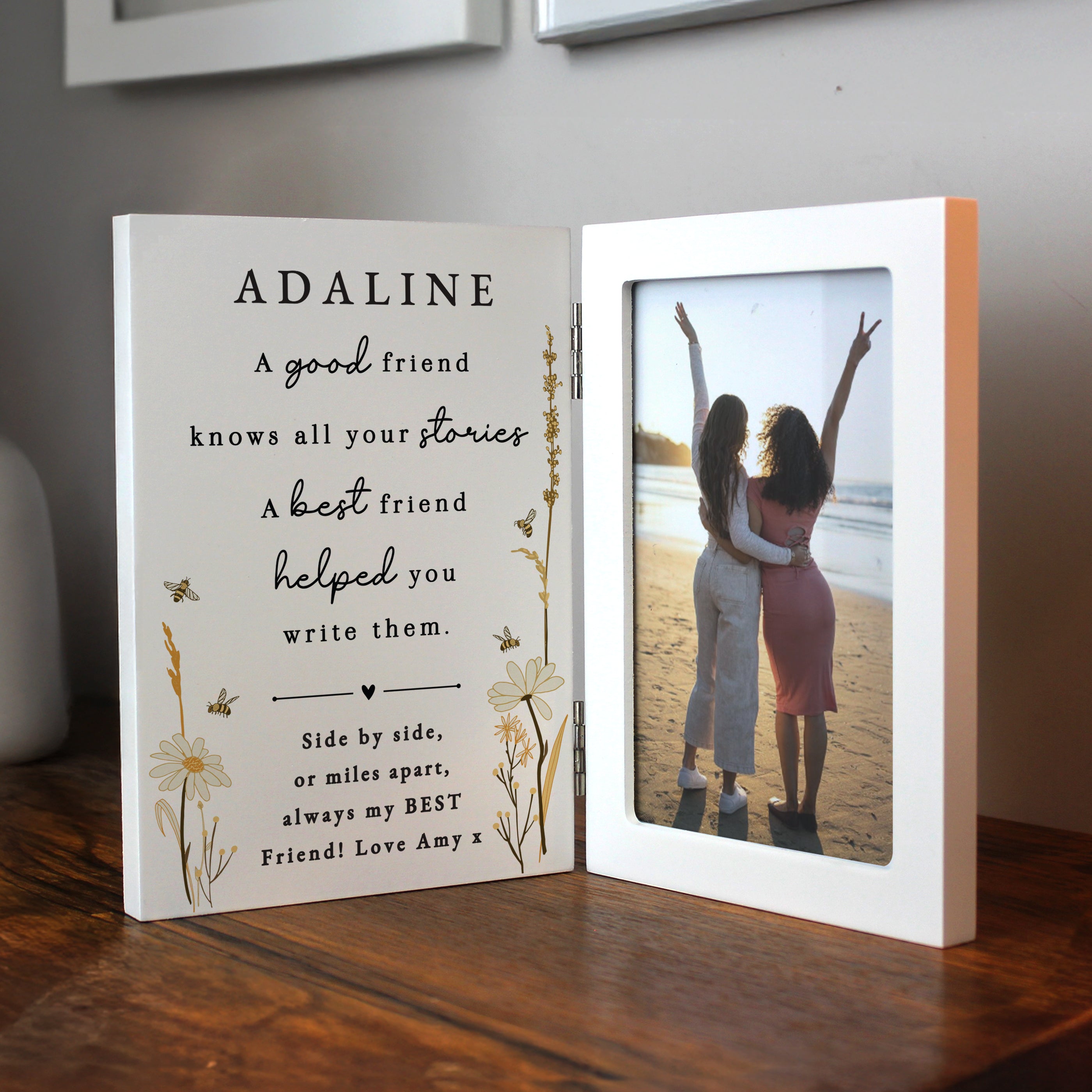 Photo Frames, Albums and Guestbooks Personalised Friend Wooden Hinged 6x4 Photo Frame