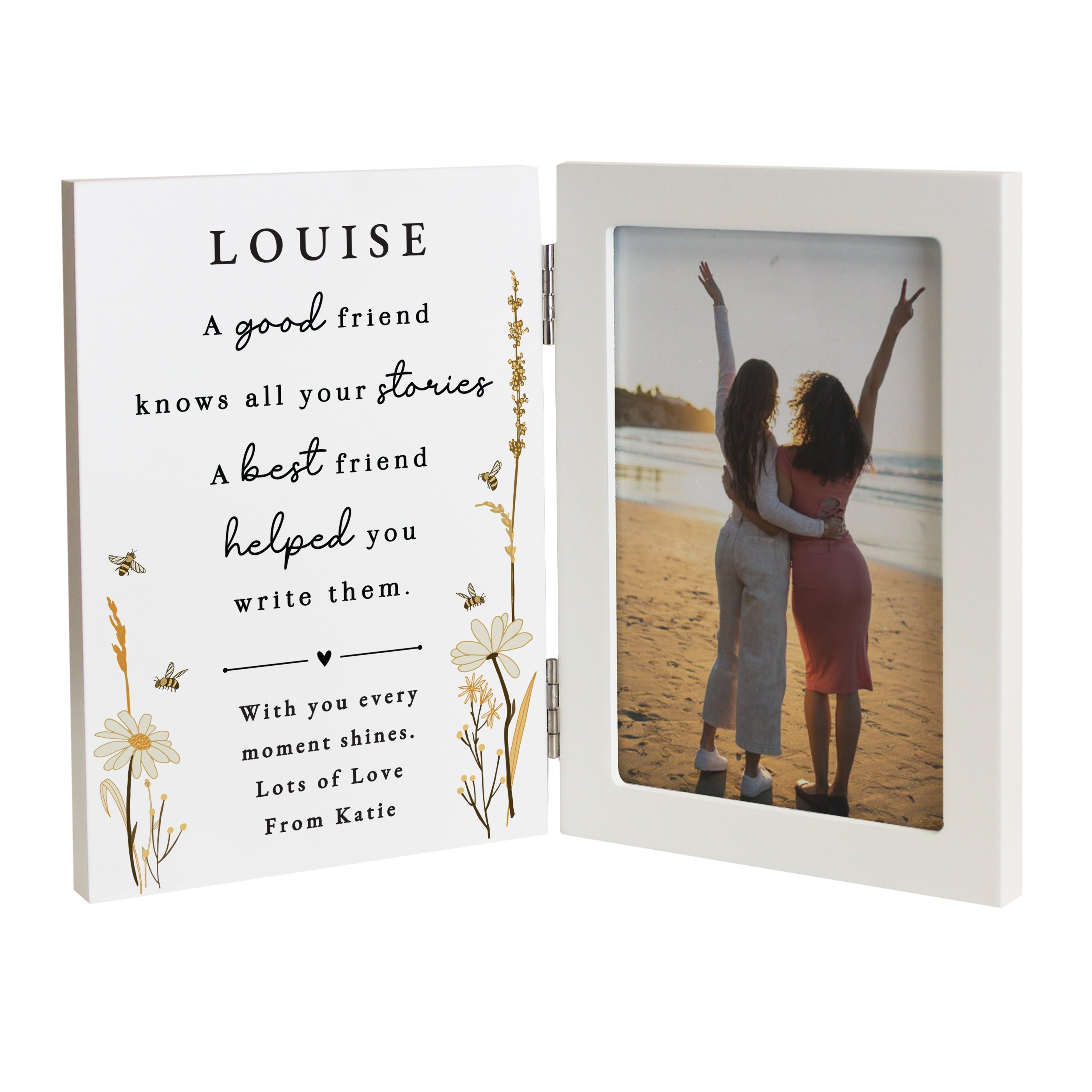 Photo Frames, Albums and Guestbooks Personalised Friend Wooden Hinged 6x4 Photo Frame