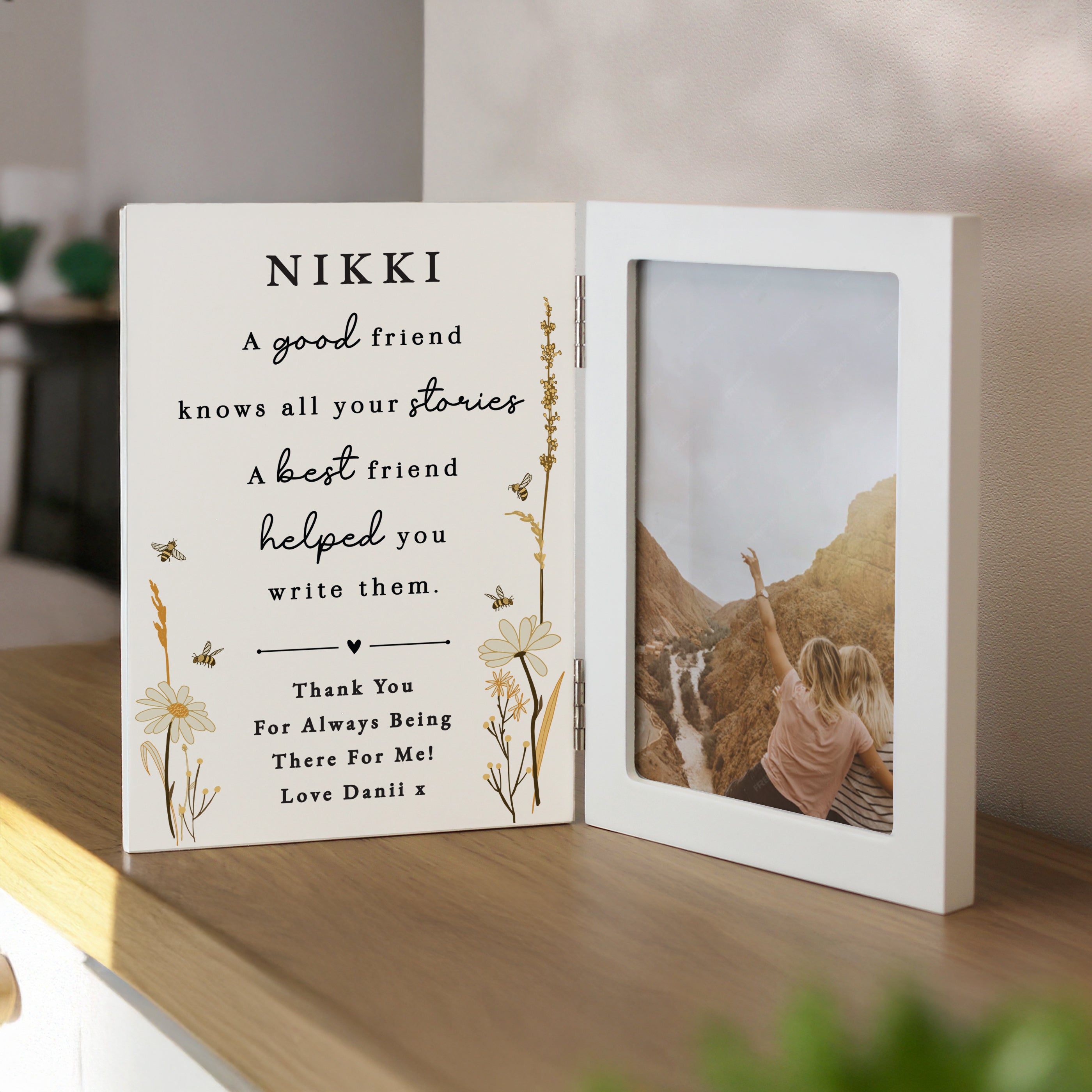 Photo Frames, Albums and Guestbooks Personalised Friend Wooden Hinged 6x4 Photo Frame