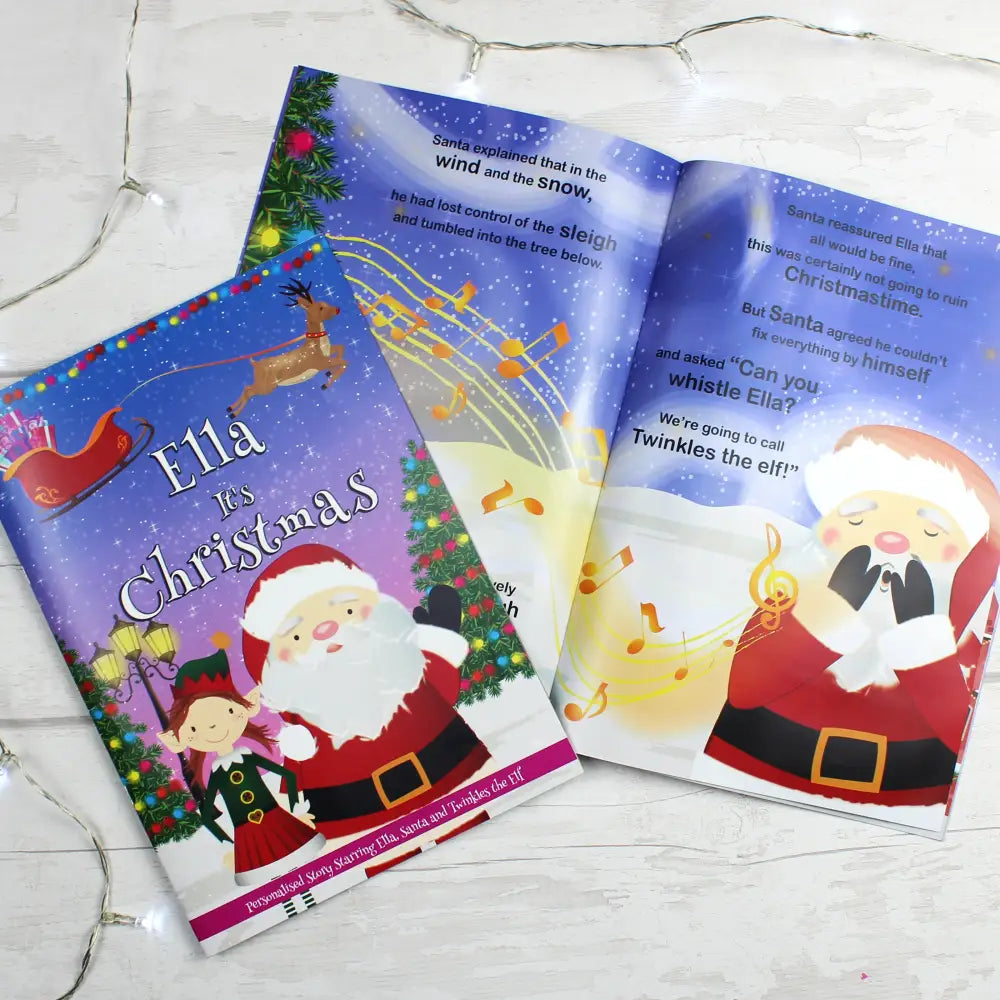 Books Personalised Girls ""It's Christmas"" Story Book, Featuring Santa and his Elf Twinkles