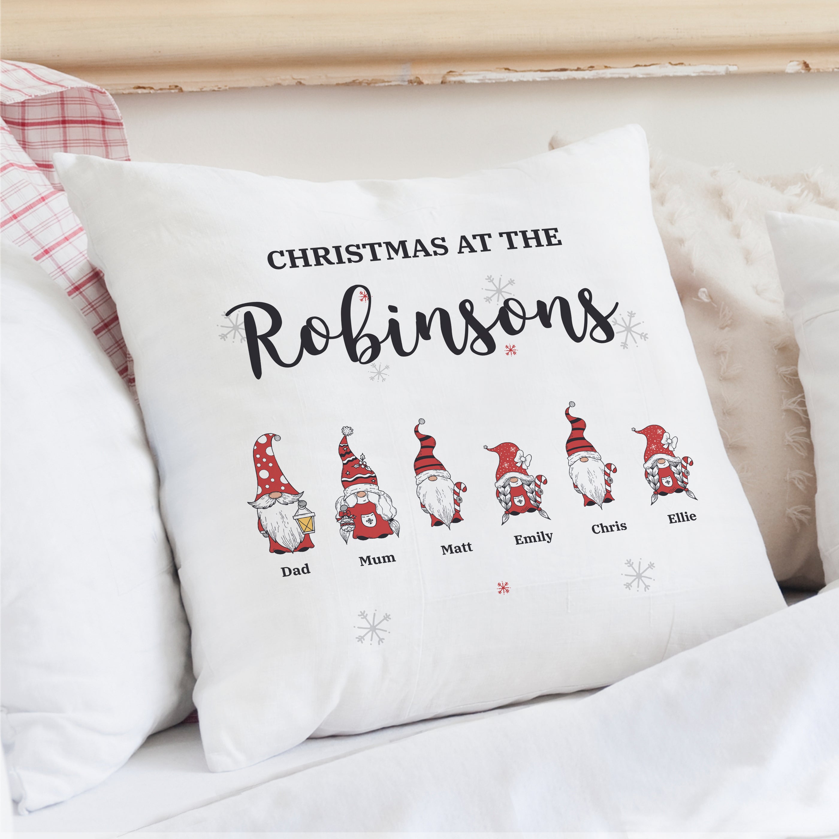 Textiles Personalised Gonk Family Christmas Cushion