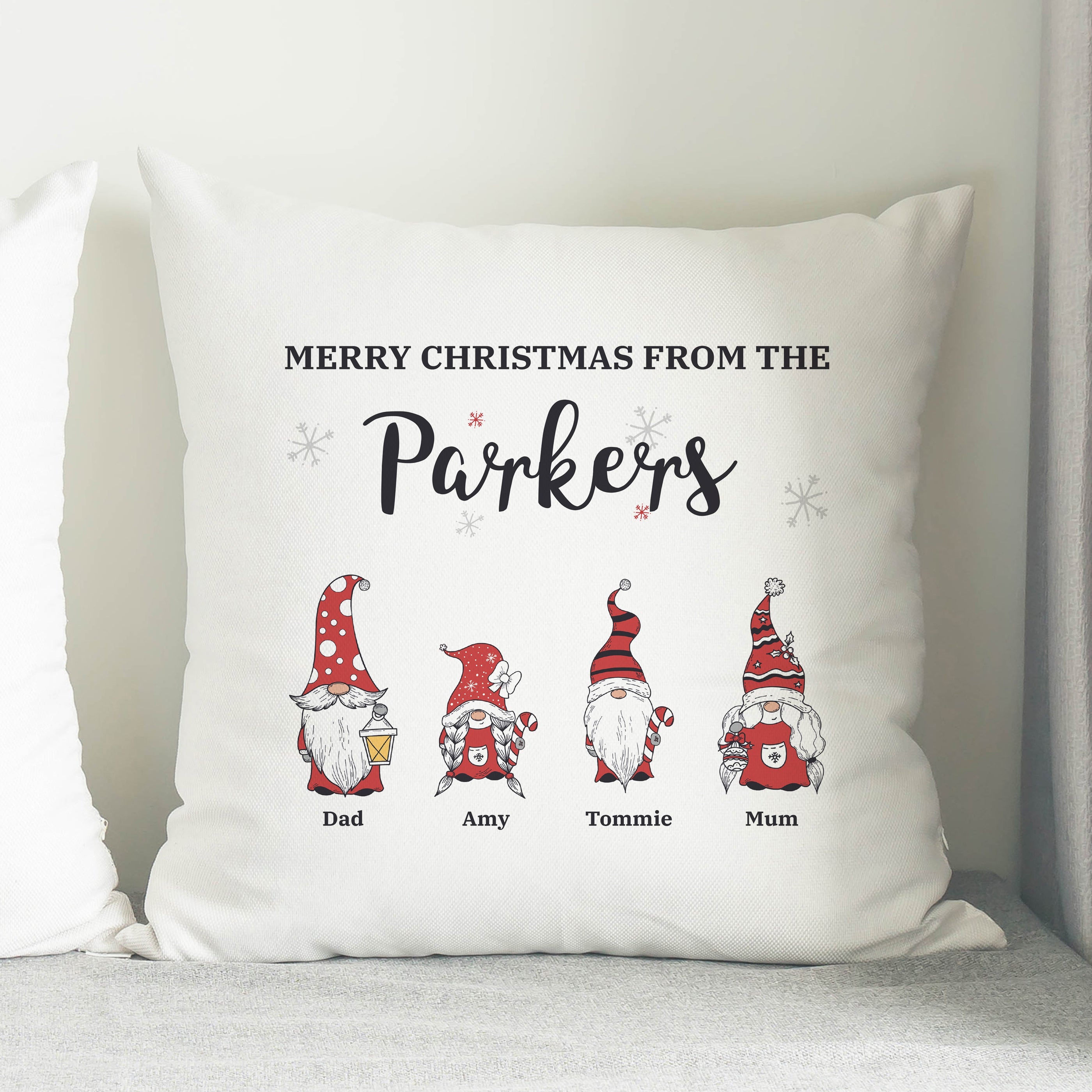 Textiles Personalised Gonk Family Christmas Cushion