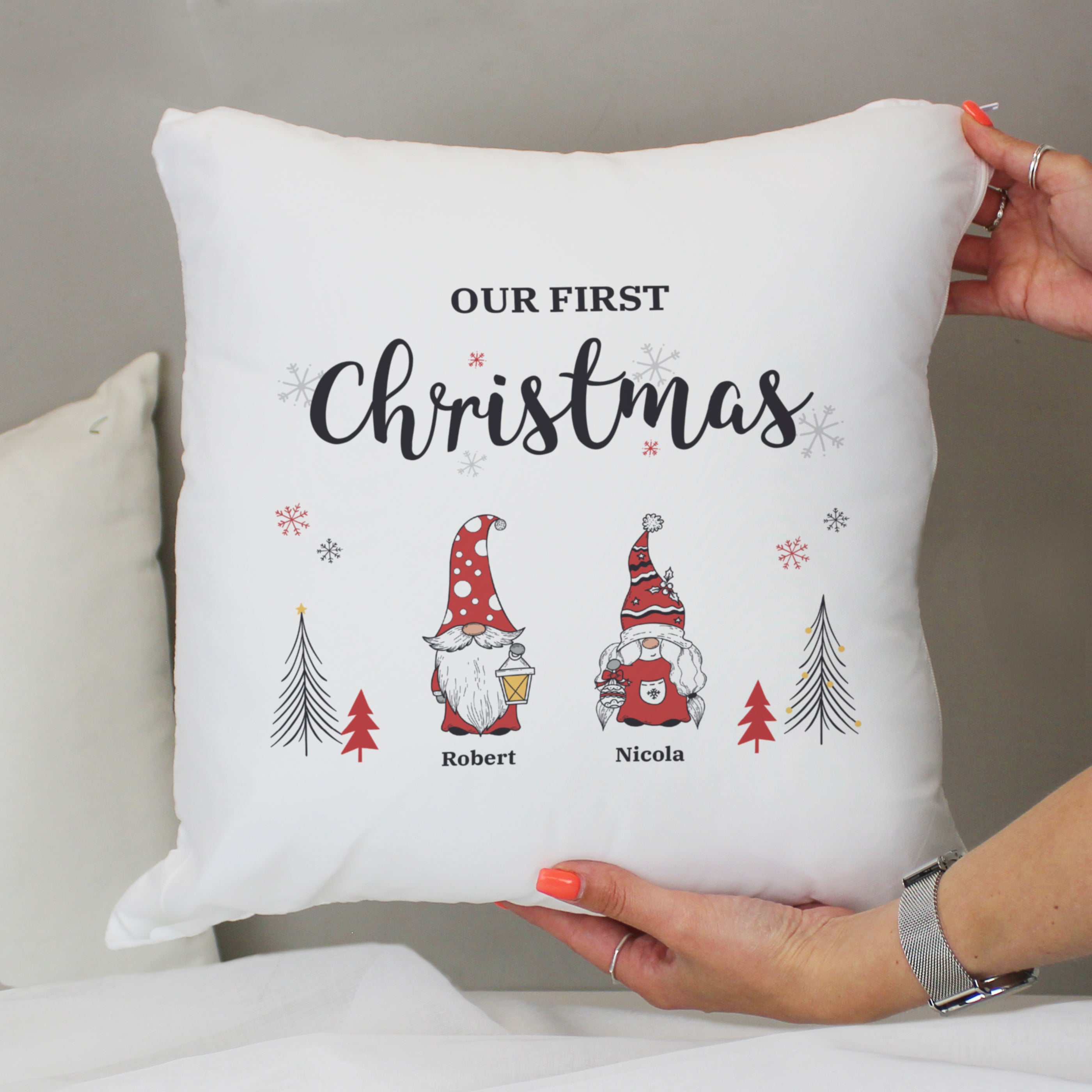Textiles Personalised Gonk Family Christmas Cushion