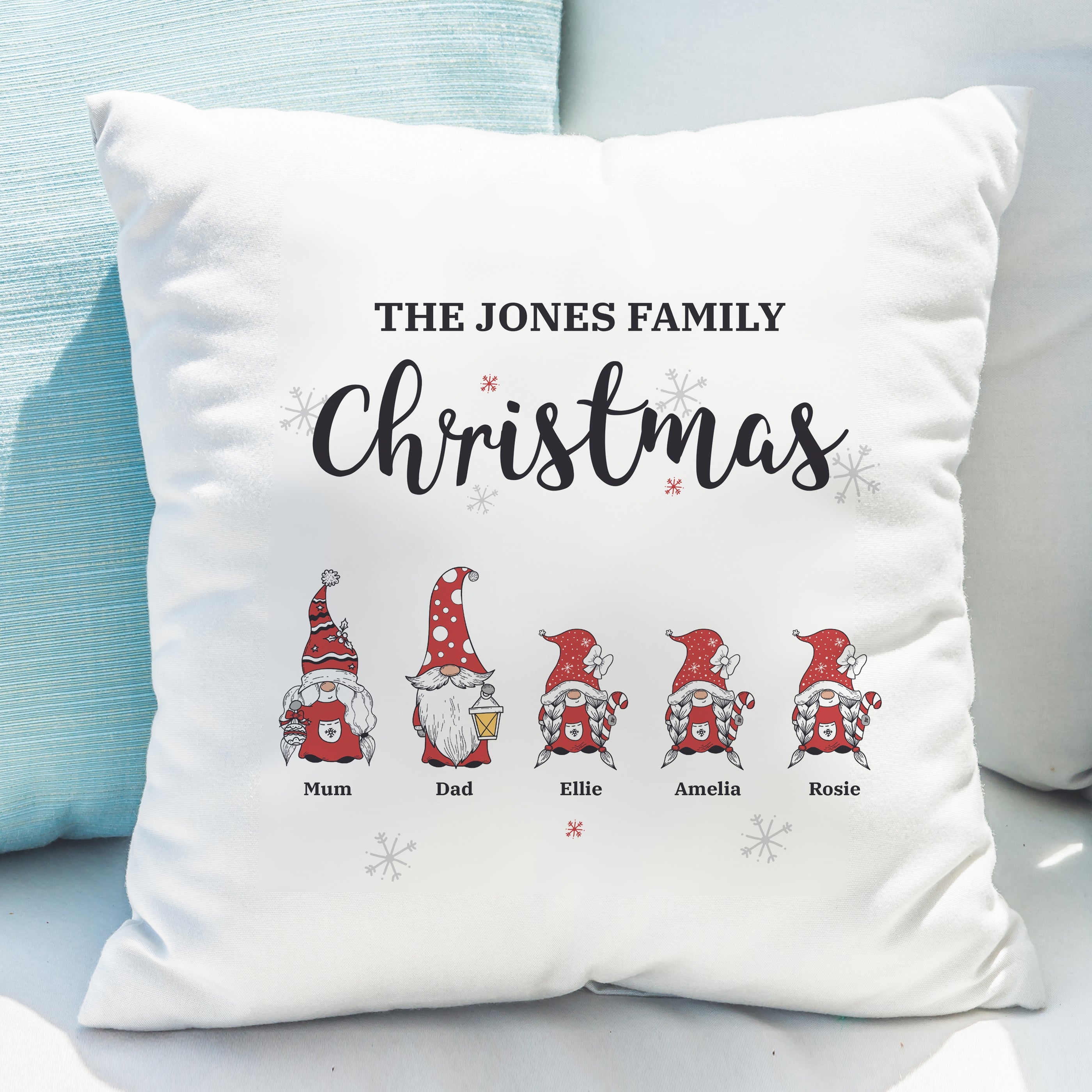 Textiles Personalised Gonk Family Christmas Cushion
