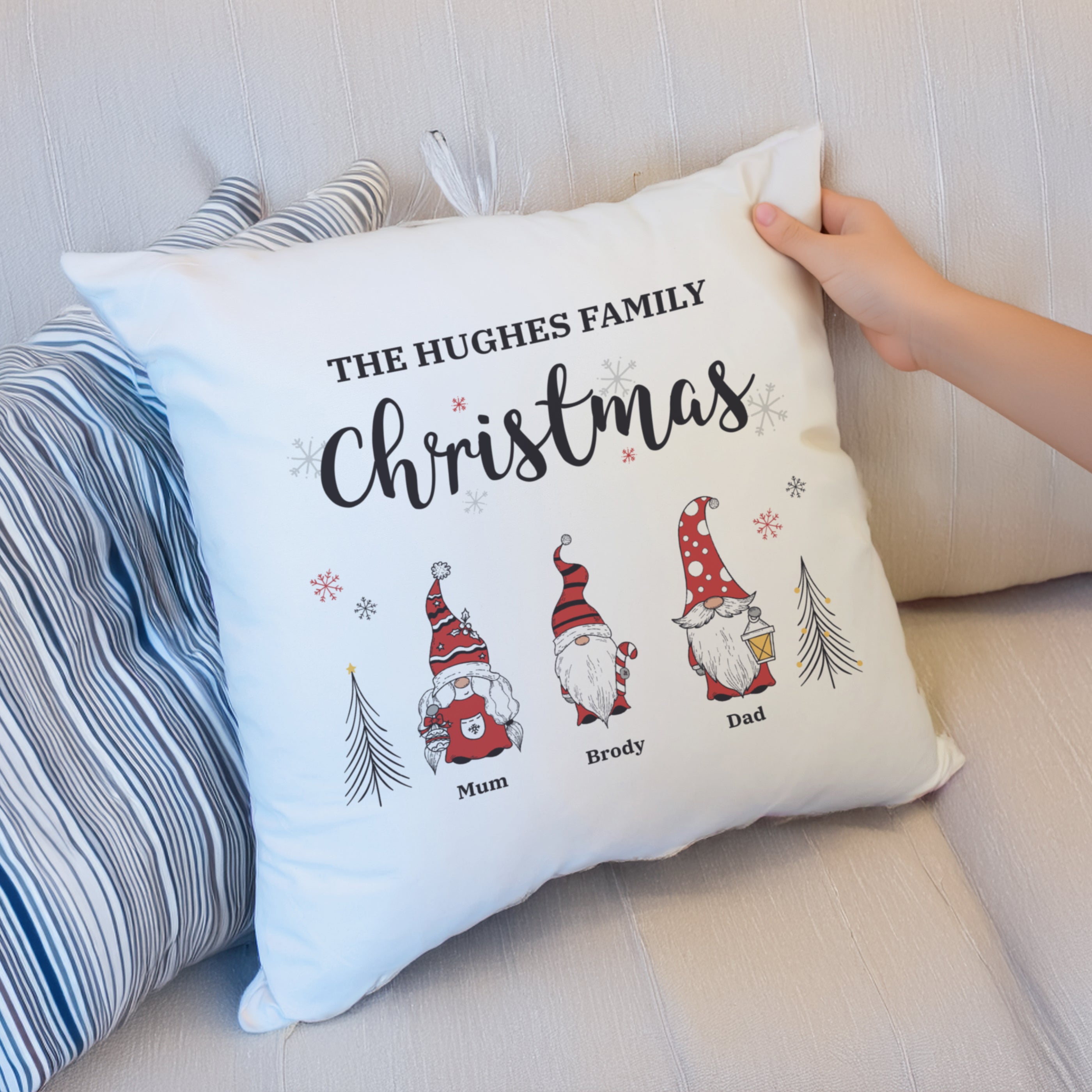 Textiles Personalised Gonk Family Christmas Cushion