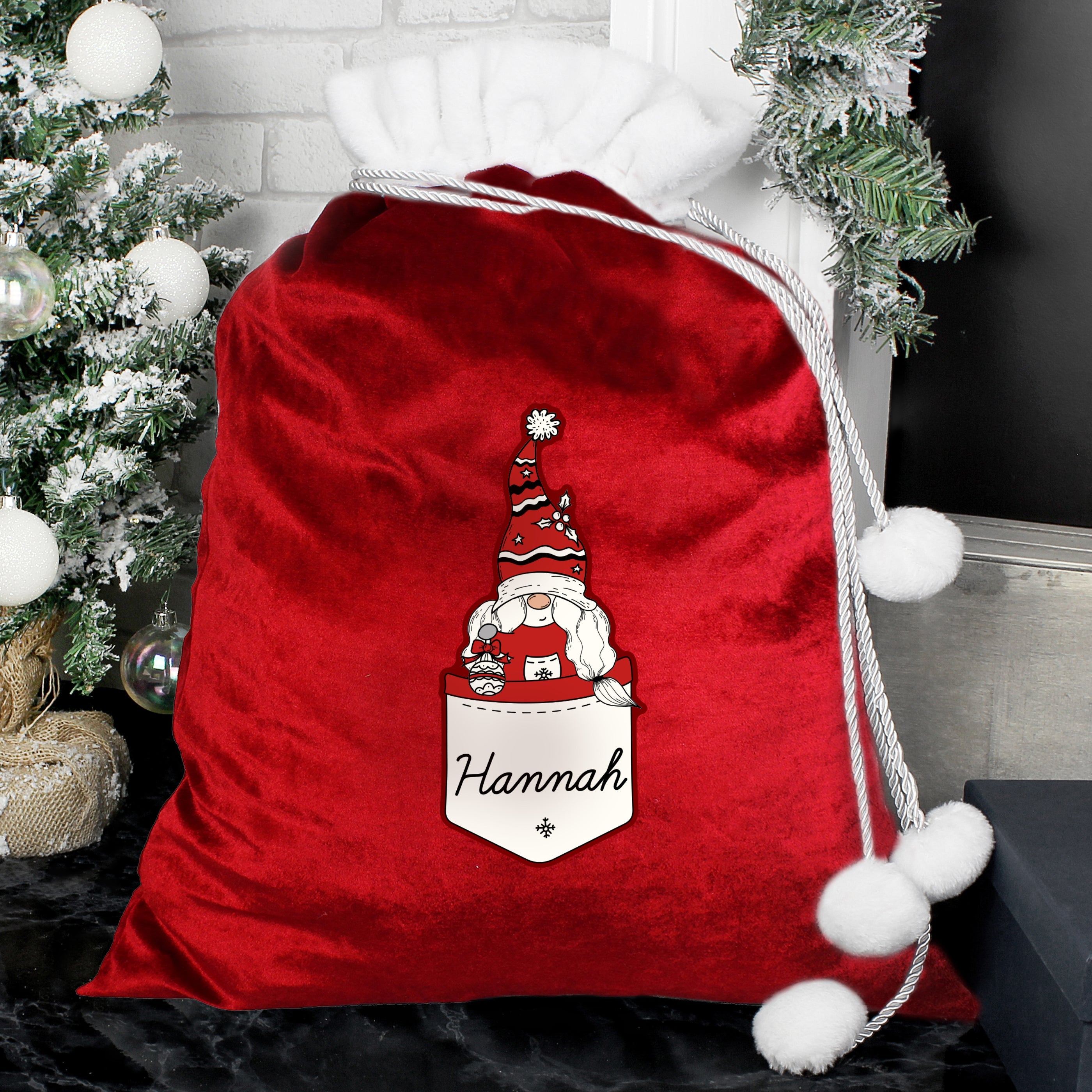Christmas Decorations Personalised Gonk Family Red Christmas Sack - Female