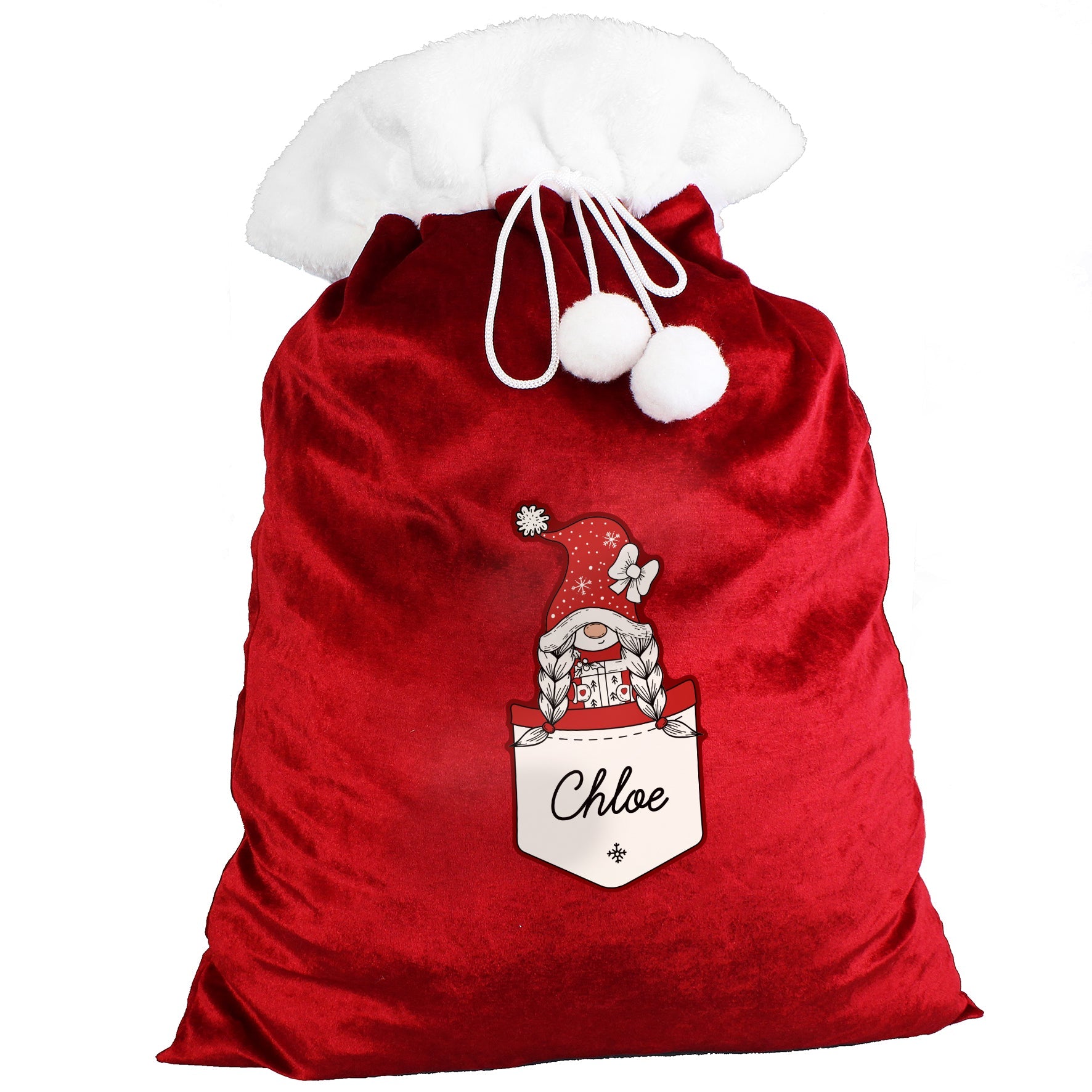 Christmas Decorations Personalised Gonk Family Red Christmas Sack - Girl