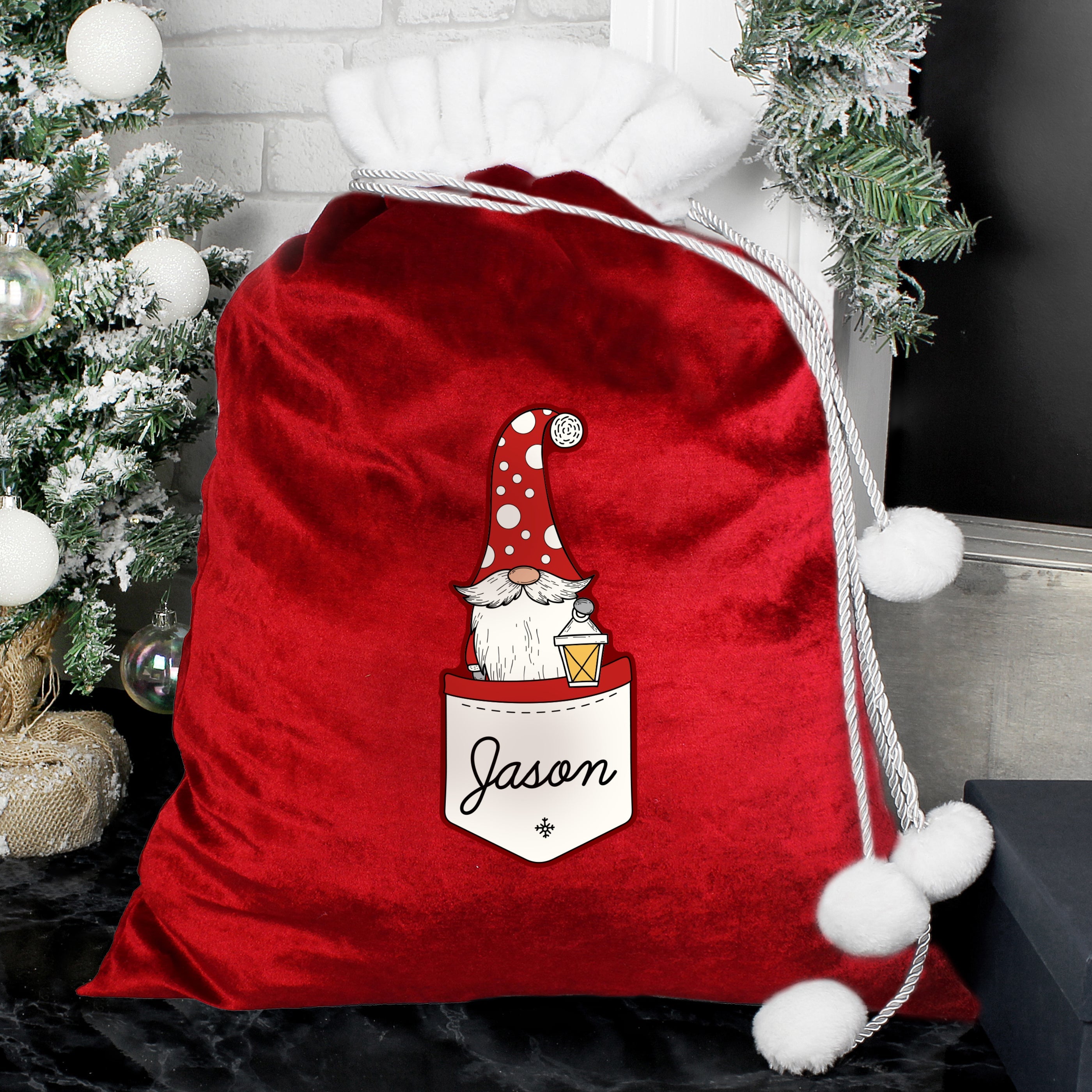 Christmas Decorations Personalised Gonk Family Red Christmas Sack - Male