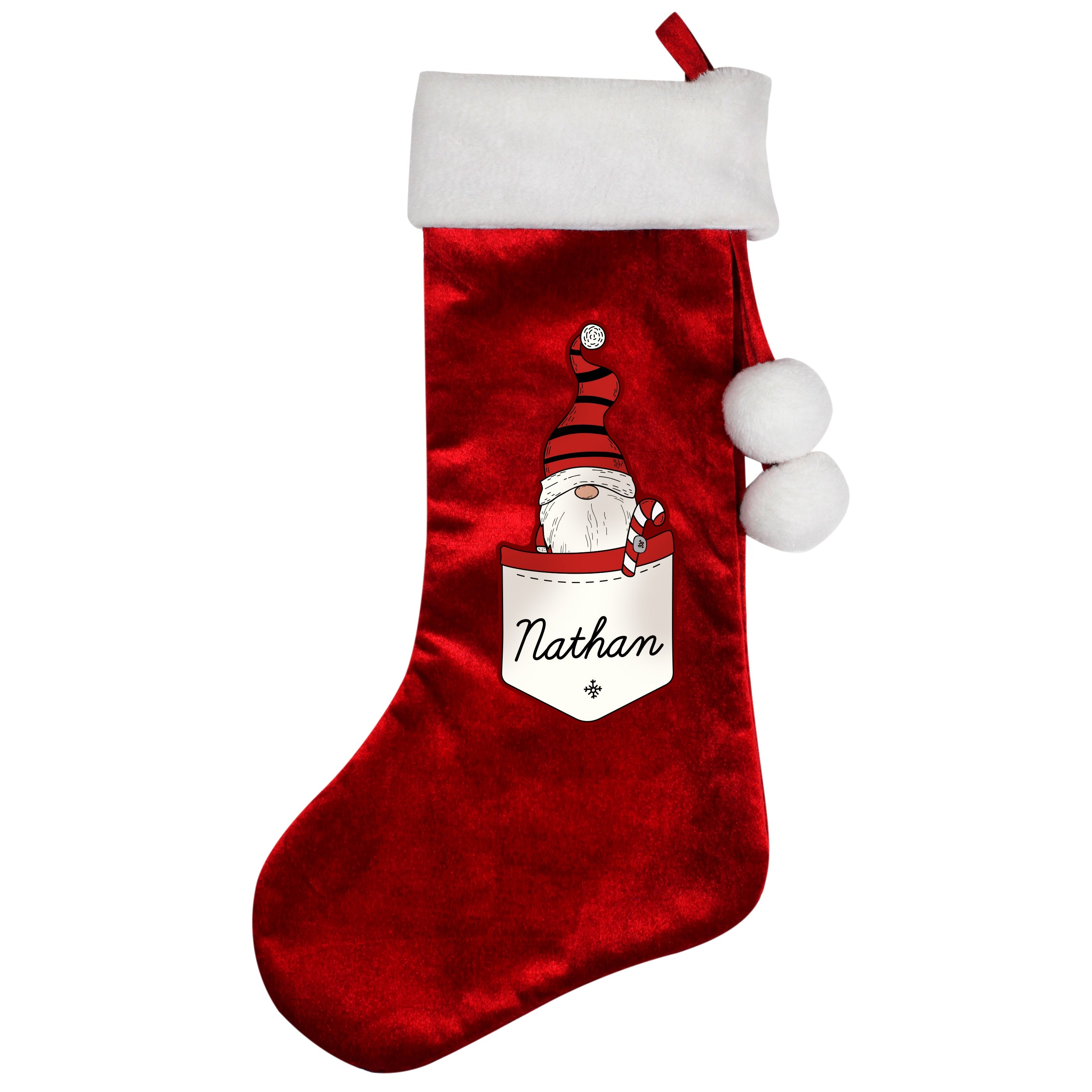 Christmas Decorations Personalised Gonk Family Red Christmas Stocking- Boy