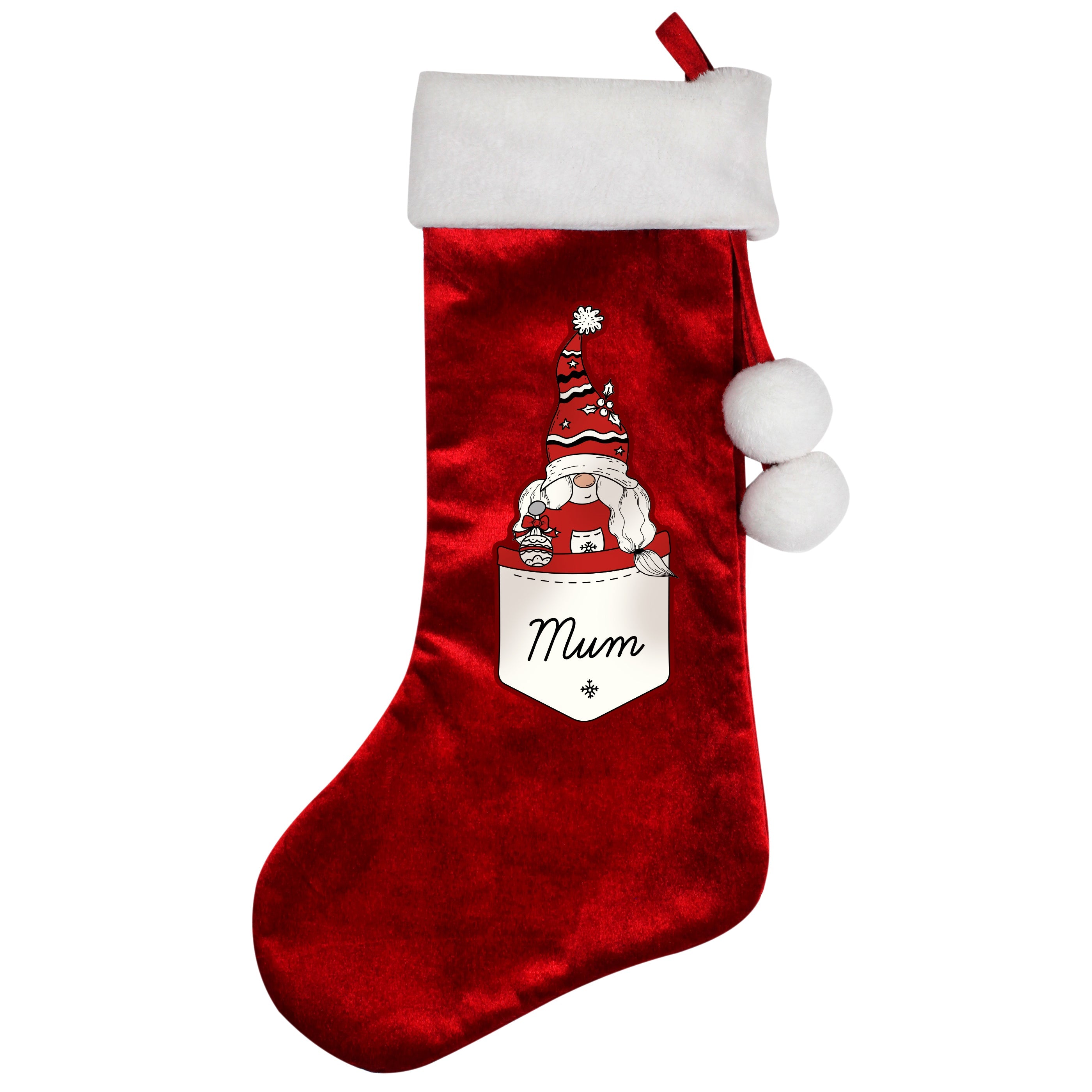 Christmas Decorations Personalised Gonk Family Red Christmas Stocking- Female