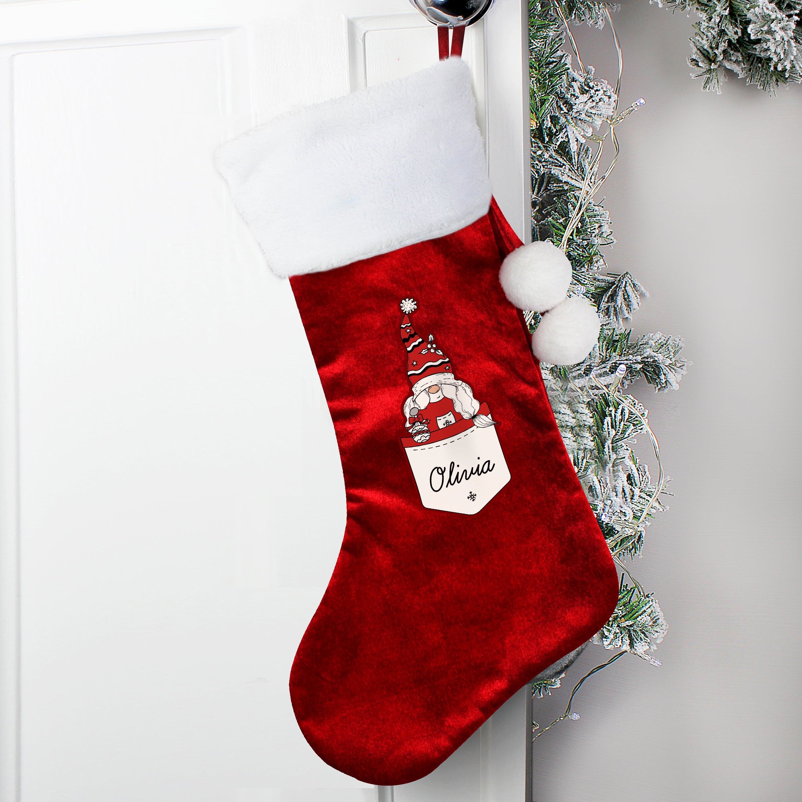 Christmas Decorations Personalised Gonk Family Red Christmas Stocking- Female