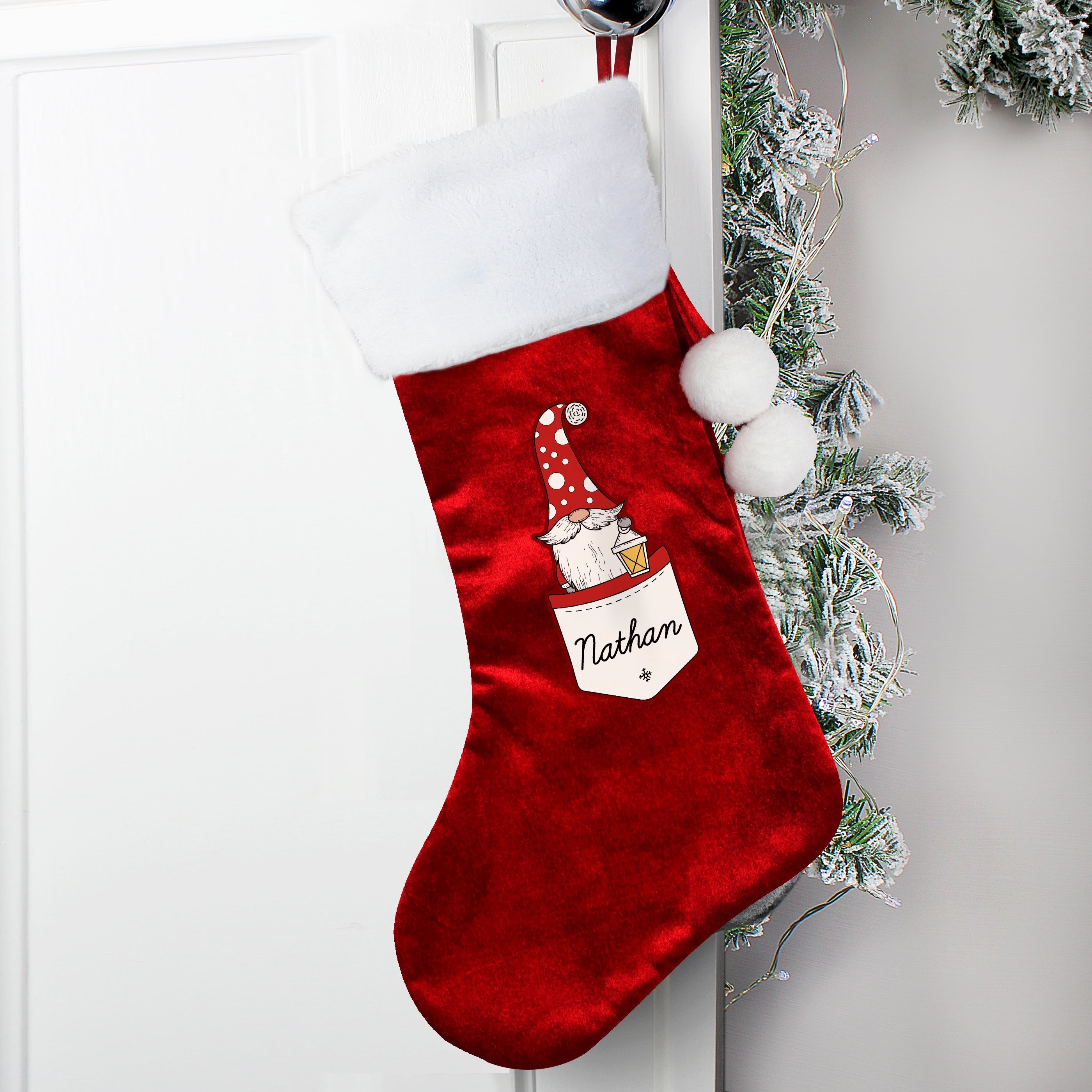 Christmas Decorations Personalised Gonk Family Red Christmas Stocking- Male
