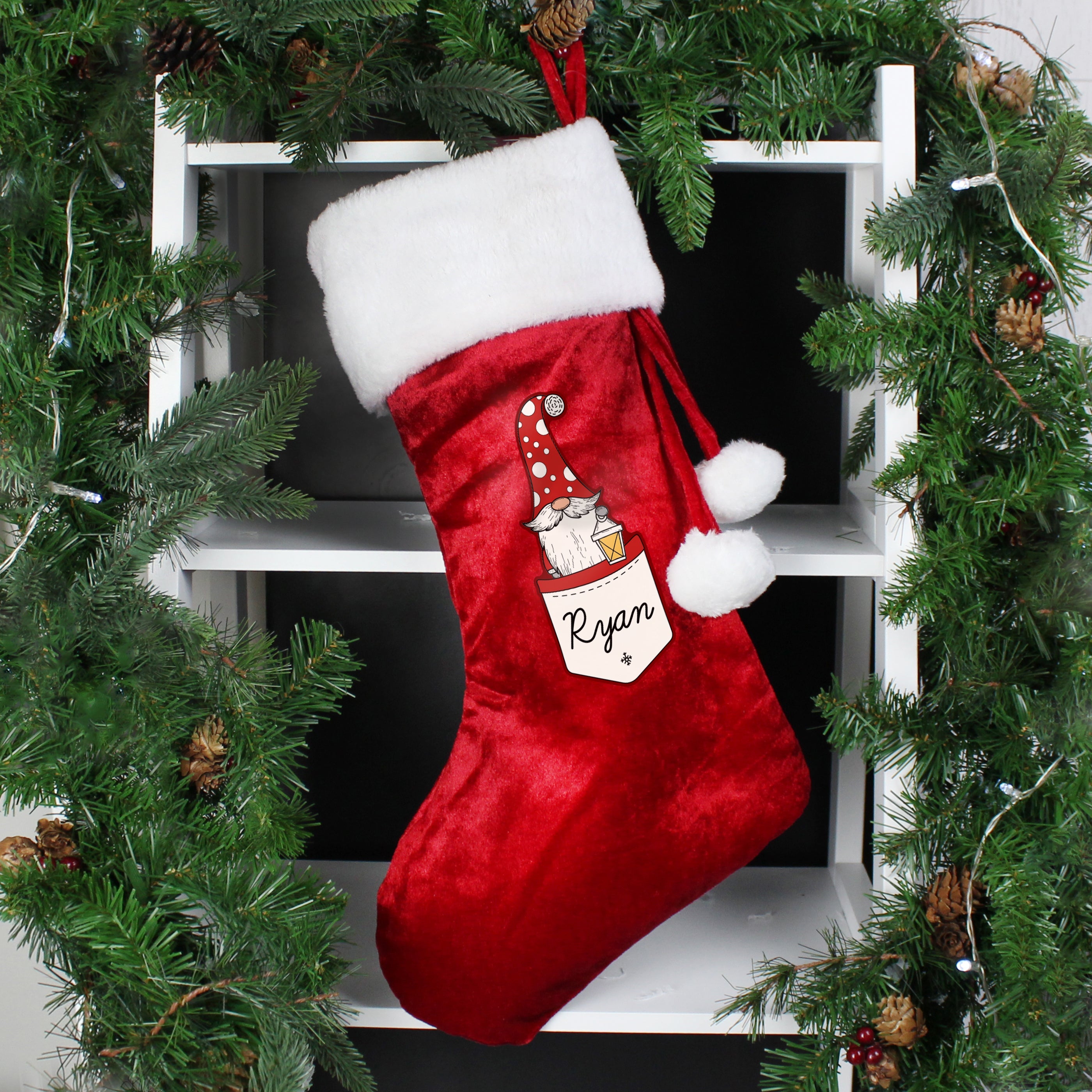 Christmas Decorations Personalised Gonk Family Red Christmas Stocking- Male