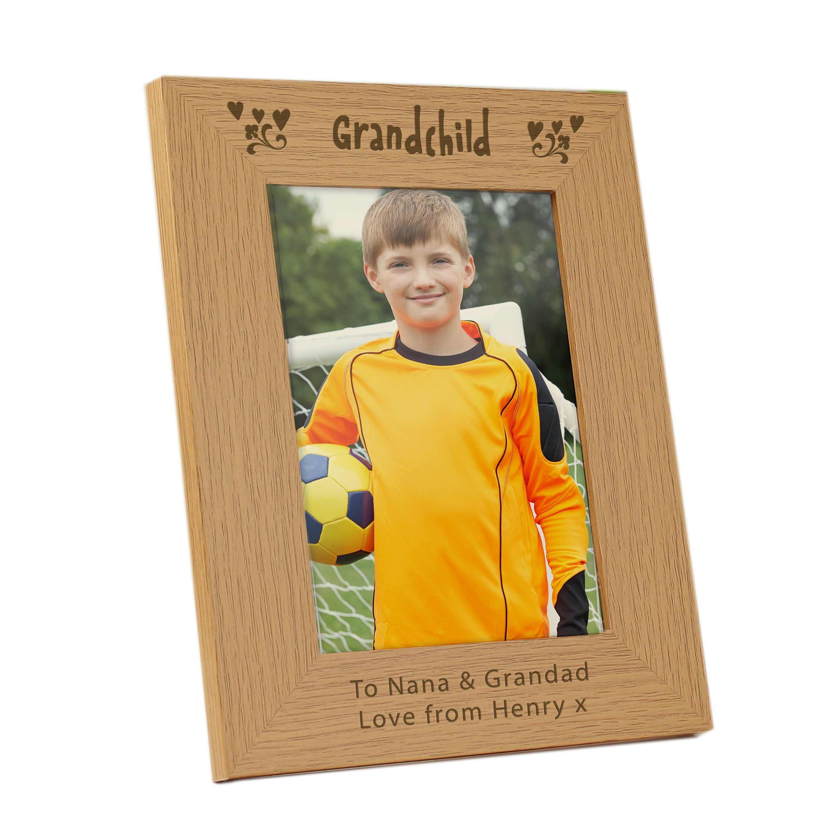 Photo Frames, Albums and Guestbooks Personalised Grandchild 5x7 Oak Finish Photo Frame