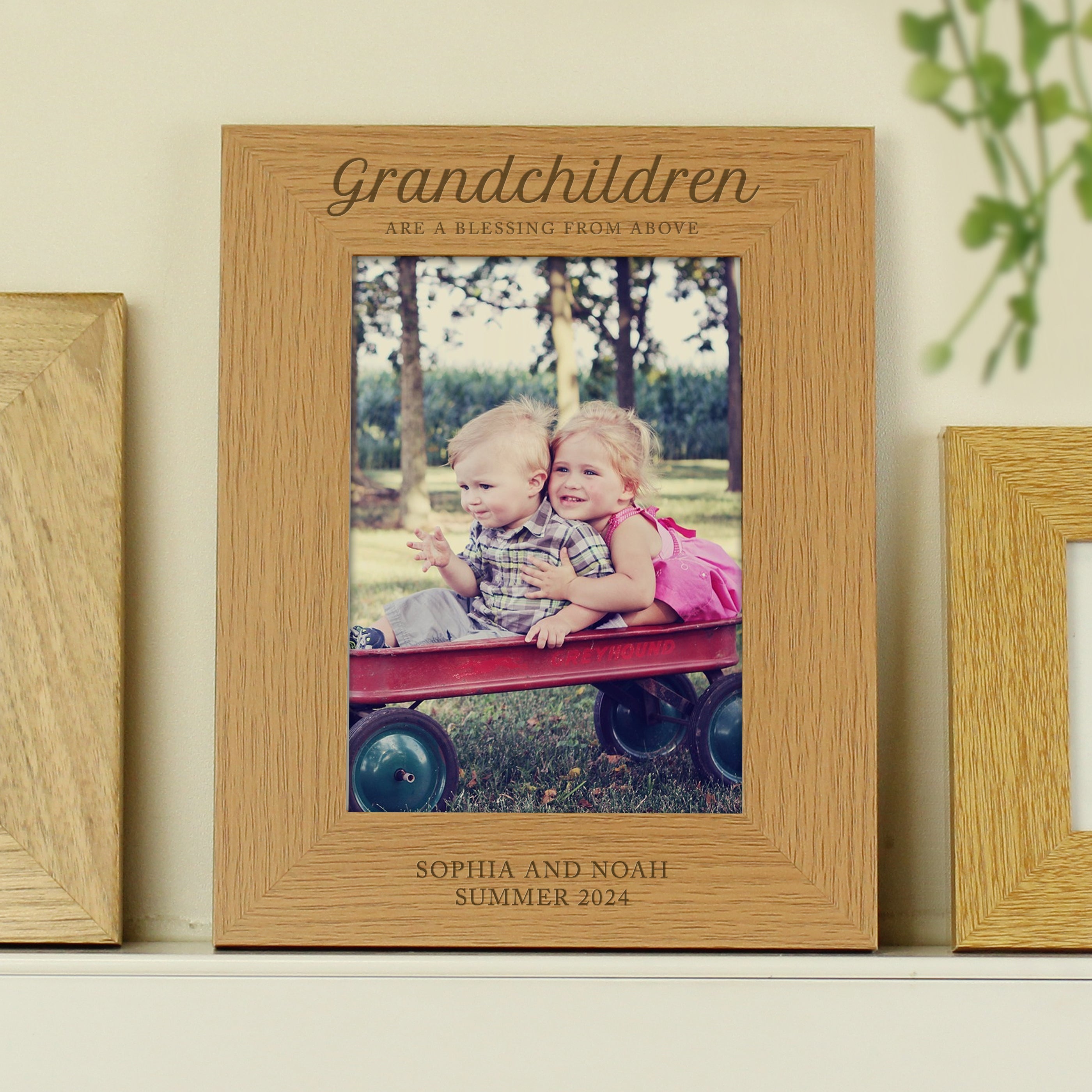 Photo Frames, Albums and Guestbooks Personalised 'Grandchildren are a Blessing' 5x7 Oak Finish Photo Frame