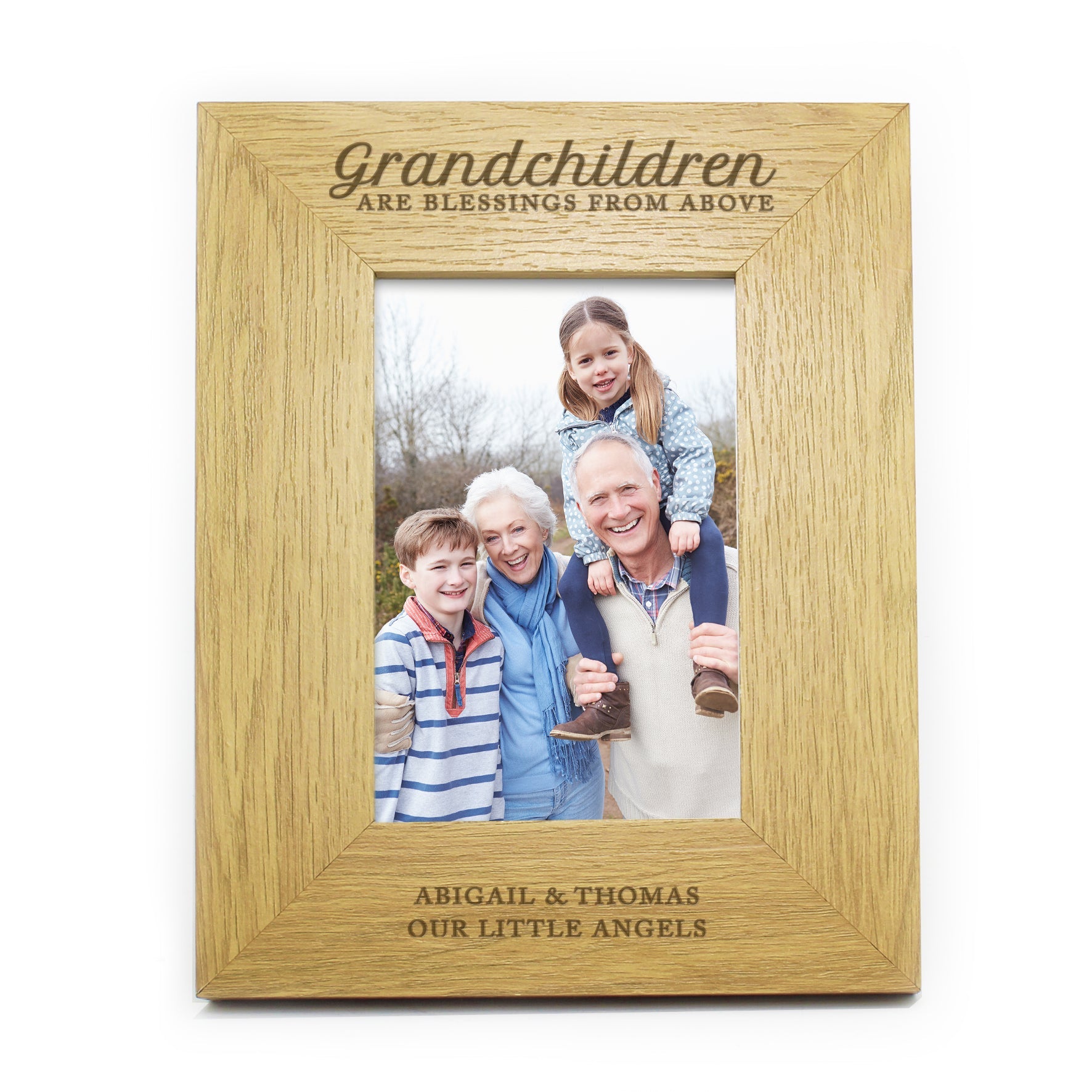 Photo Frames, Albums and Guestbooks Personalised Grandchildren Are A Blessing 6x4 Oak Finish Photo Frame