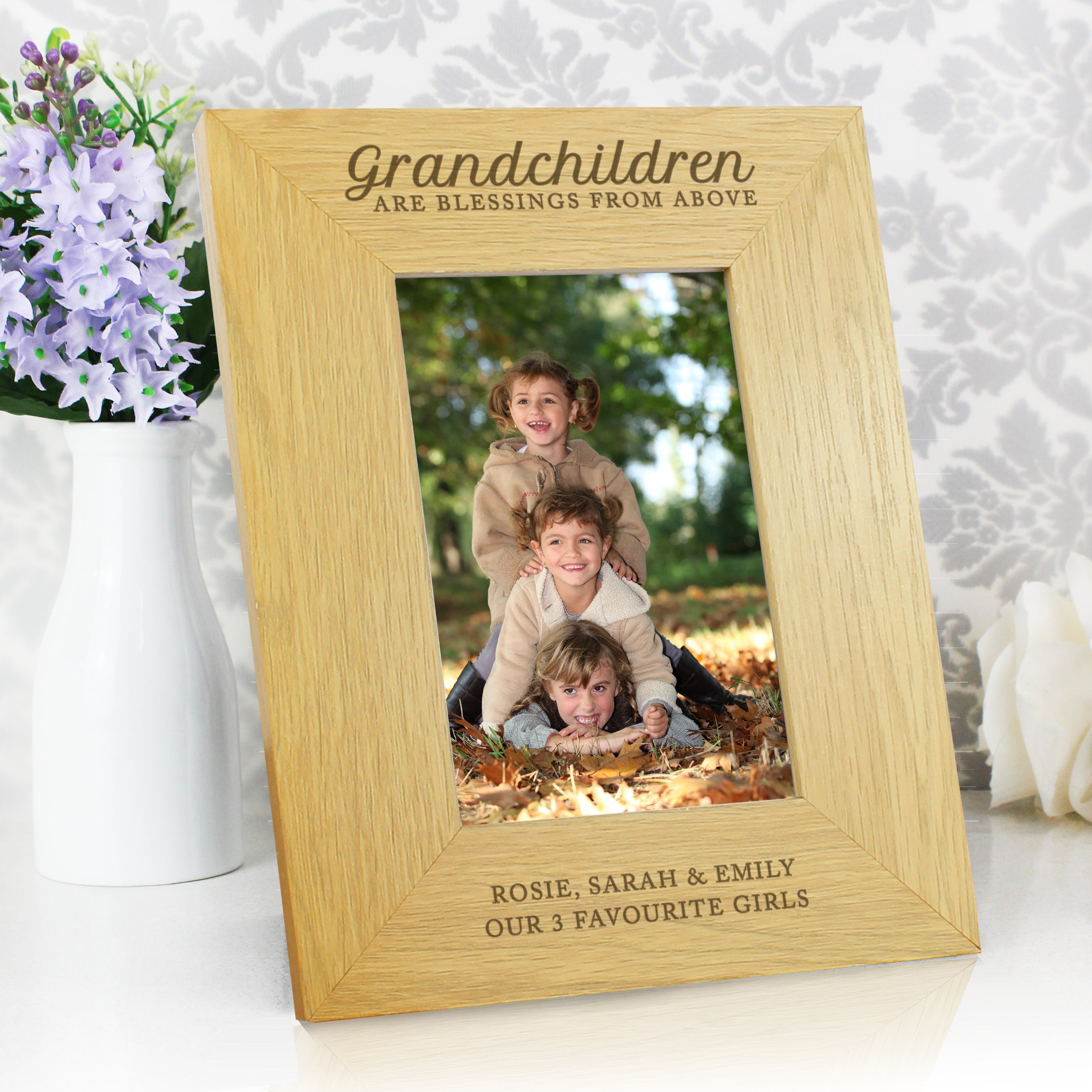 Photo Frames, Albums and Guestbooks Personalised Grandchildren Are A Blessing 6x4 Oak Finish Photo Frame