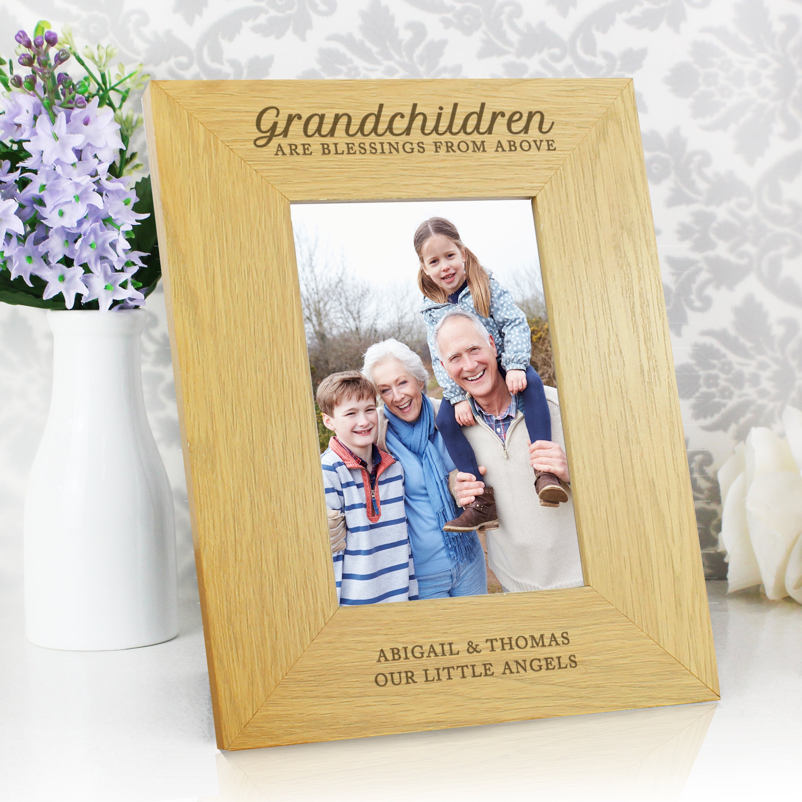 Photo Frames, Albums and Guestbooks Personalised Grandchildren Are A Blessing 6x4 Oak Finish Photo Frame
