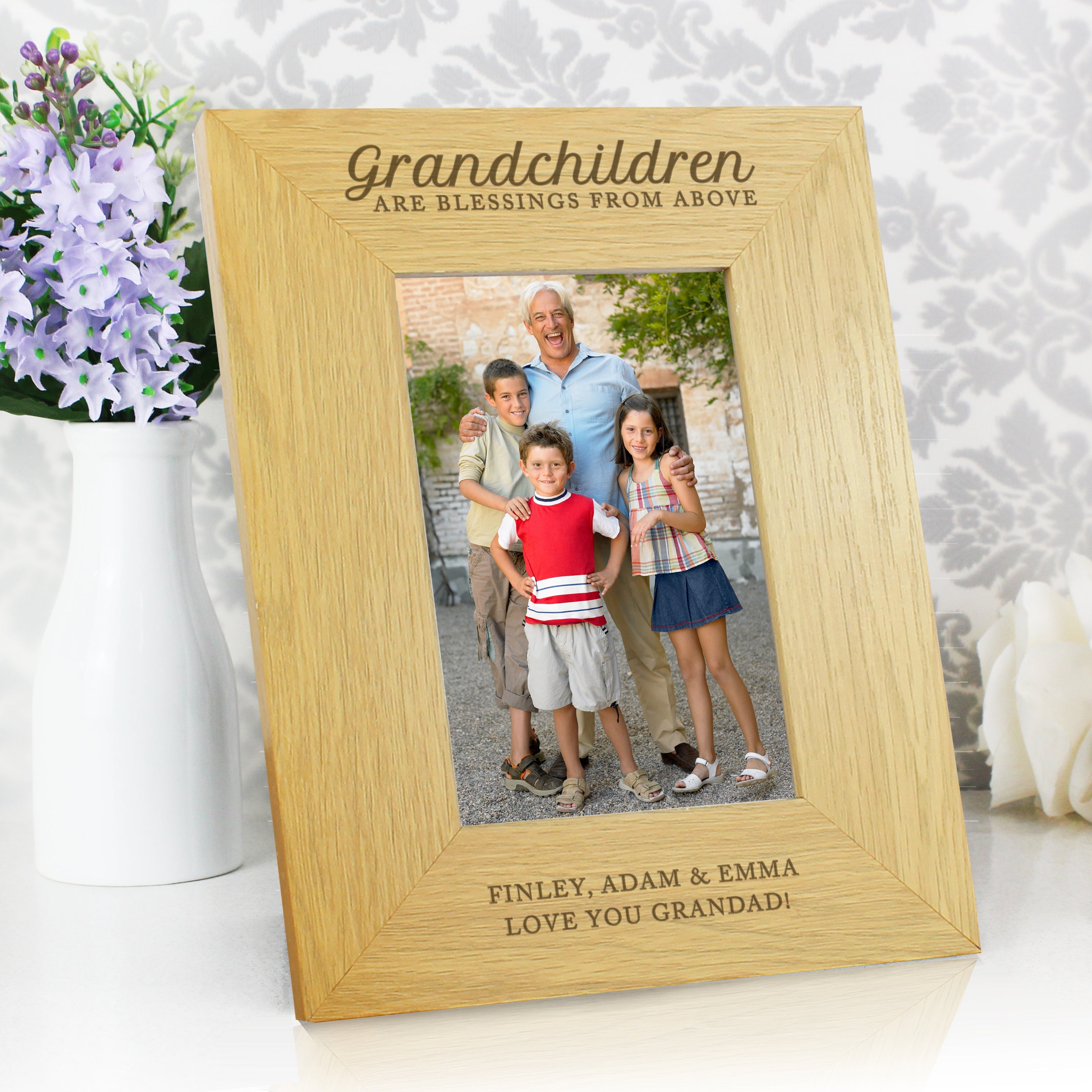 Photo Frames, Albums and Guestbooks Personalised Grandchildren Are A Blessing 6x4 Oak Finish Photo Frame