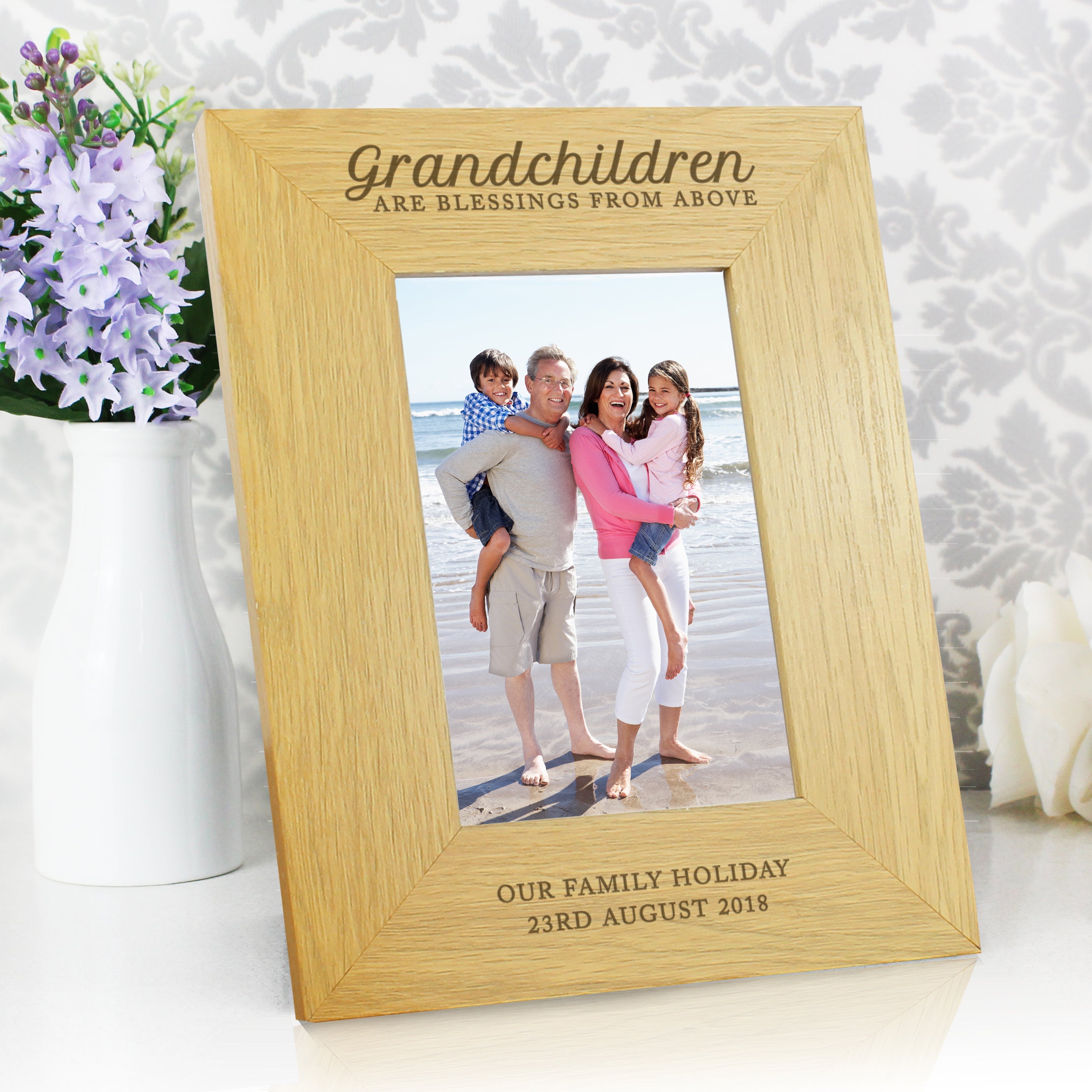 Photo Frames, Albums and Guestbooks Personalised Grandchildren Are A Blessing 6x4 Oak Finish Photo Frame