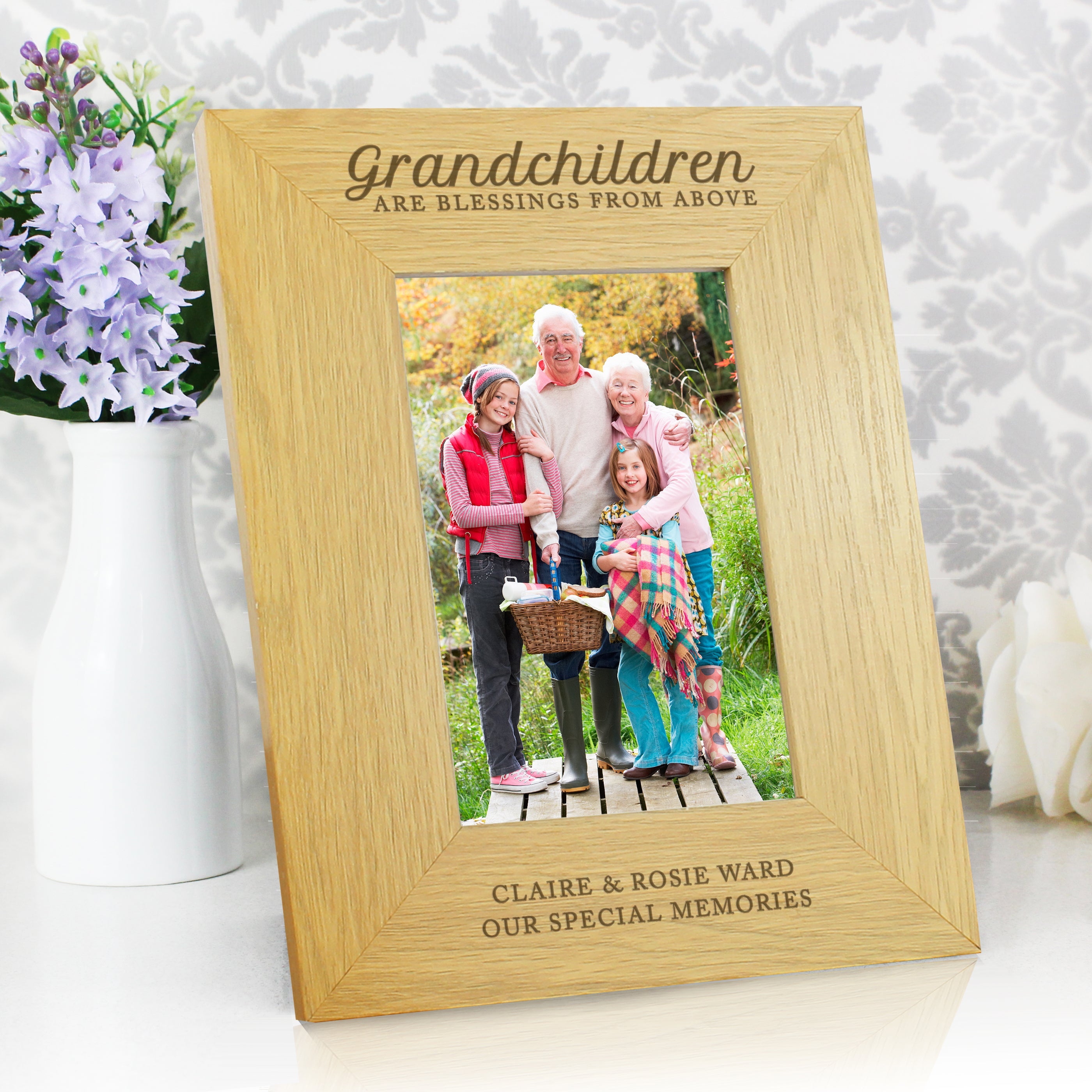 Photo Frames, Albums and Guestbooks Personalised Grandchildren Are A Blessing 6x4 Oak Finish Photo Frame