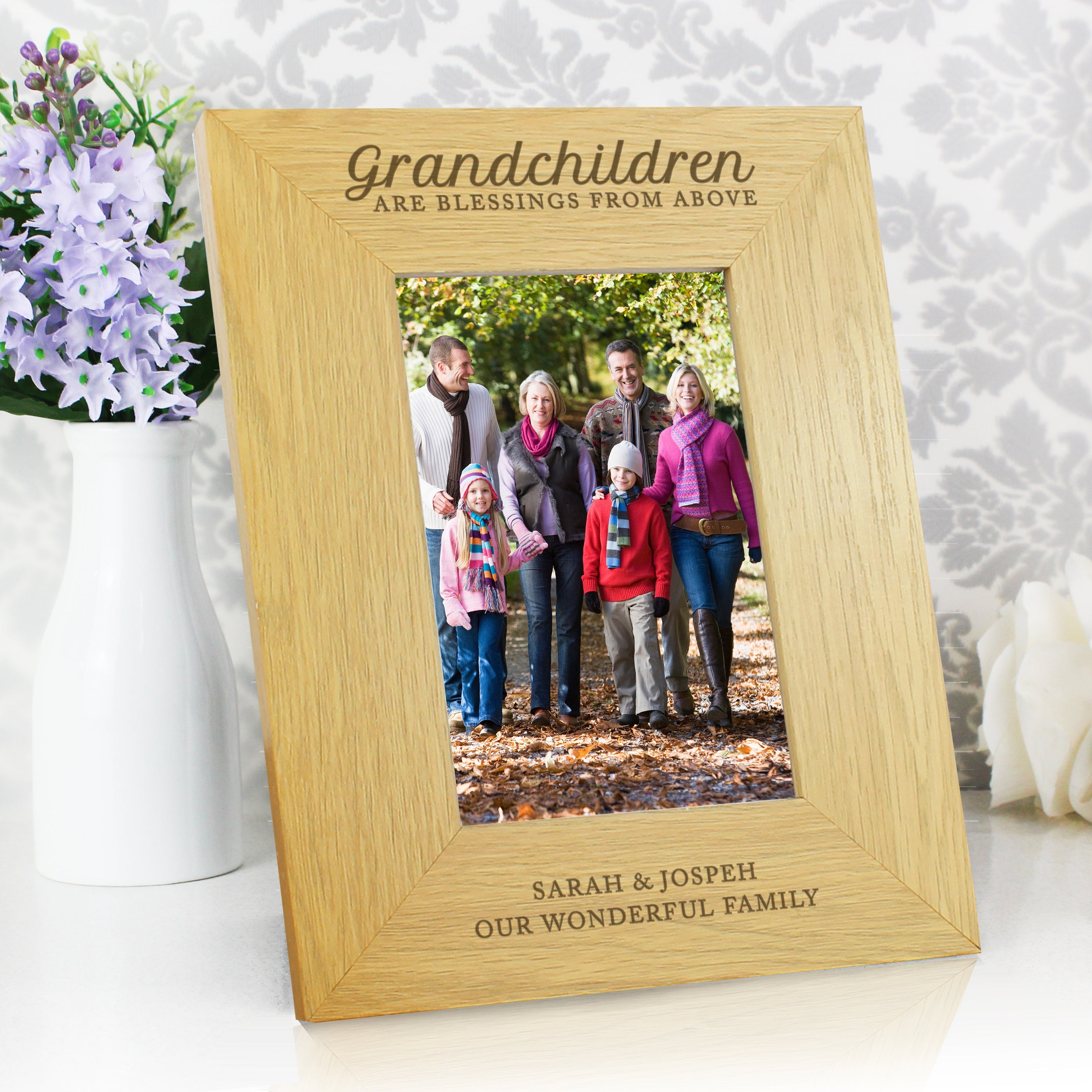 Photo Frames, Albums and Guestbooks Personalised Grandchildren Are A Blessing 6x4 Oak Finish Photo Frame
