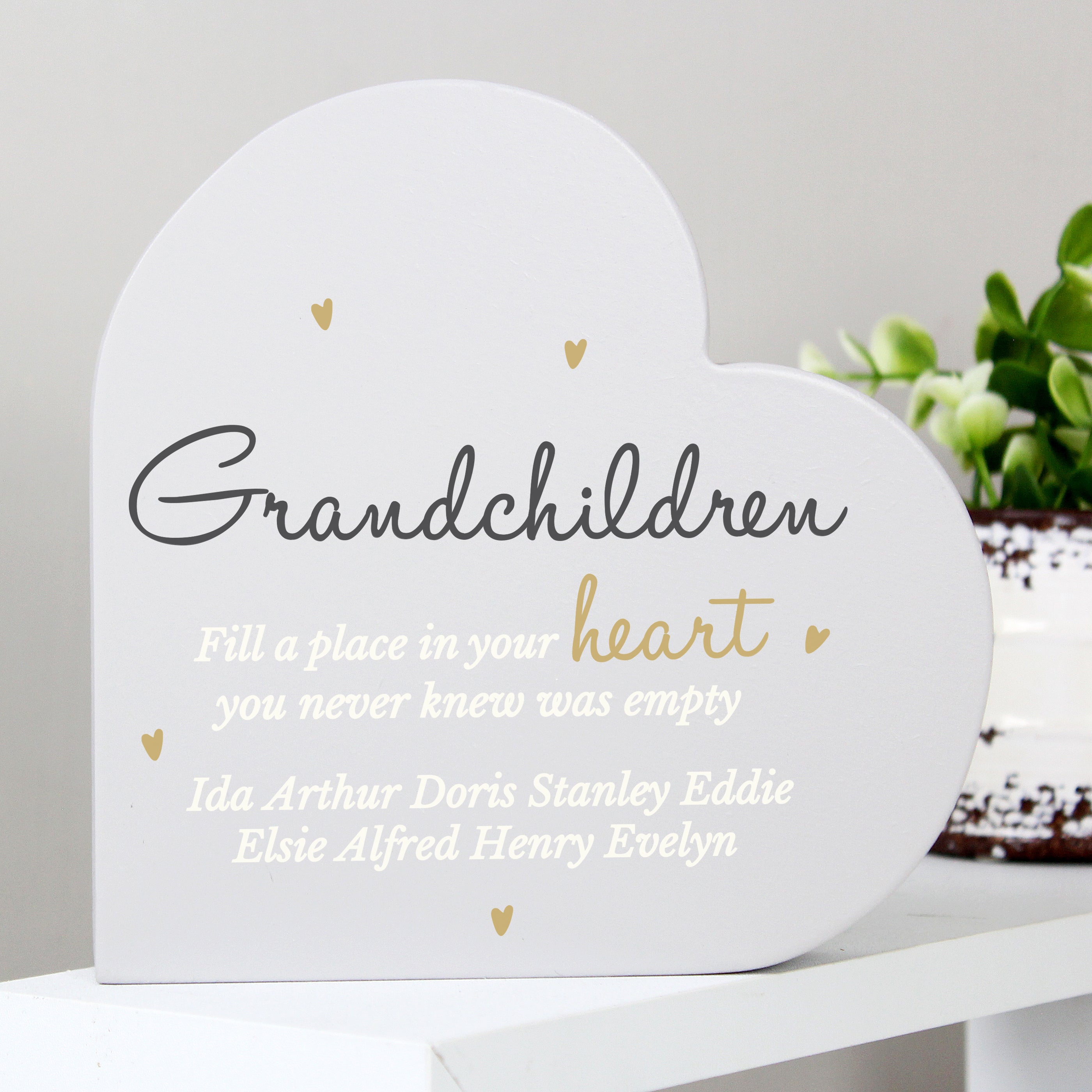 Ornaments Personalised Grandchildren Free Standing Heart Ornament