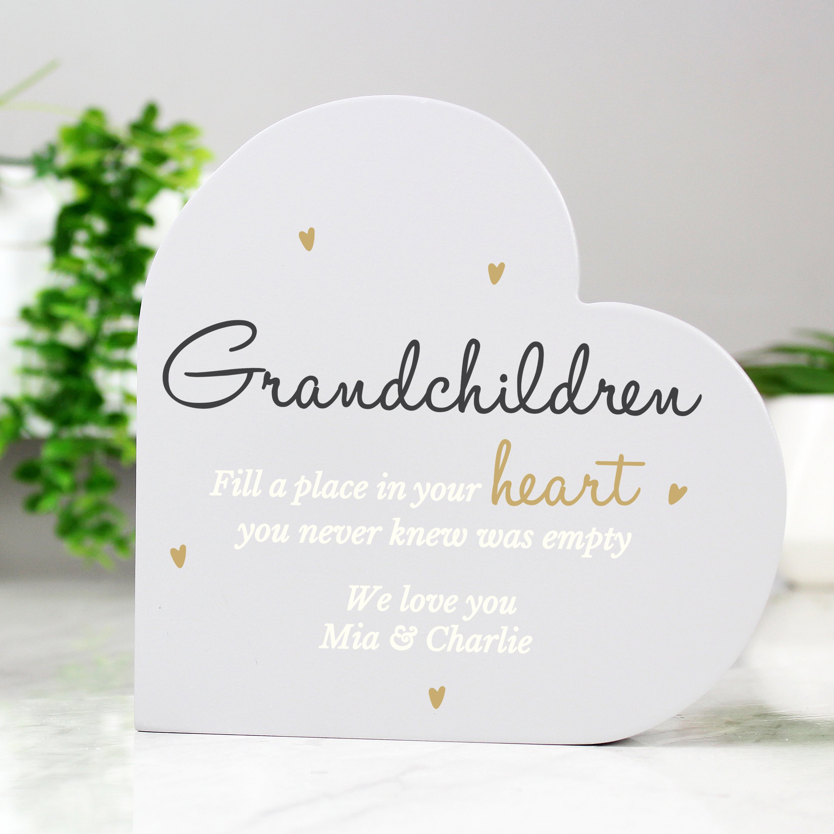 Ornaments Personalised Grandchildren Free Standing Heart Ornament