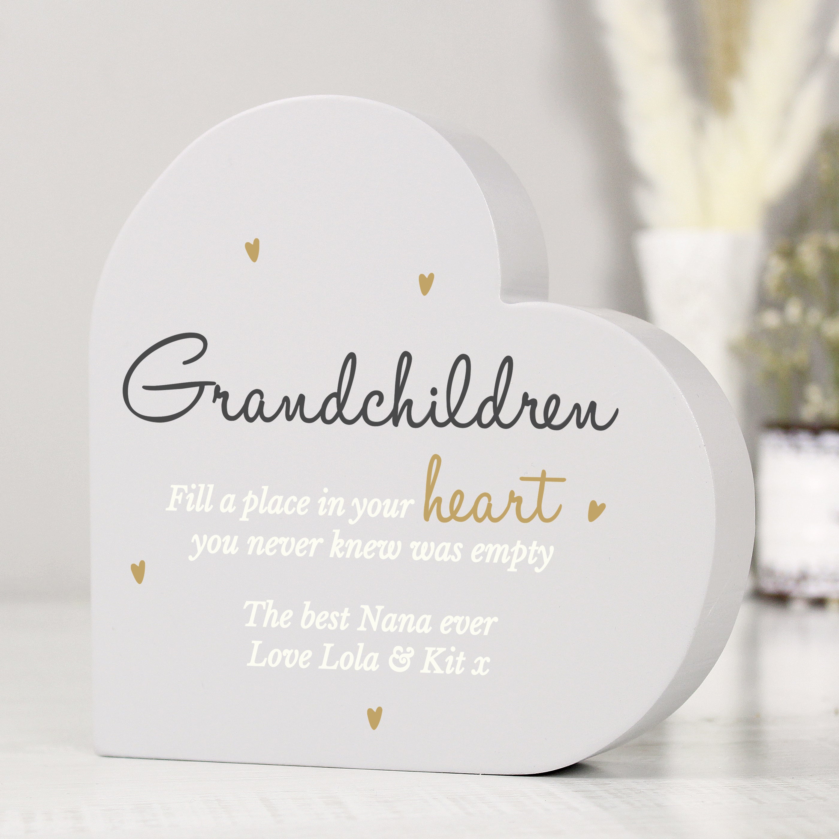 Ornaments Personalised Grandchildren Free Standing Heart Ornament