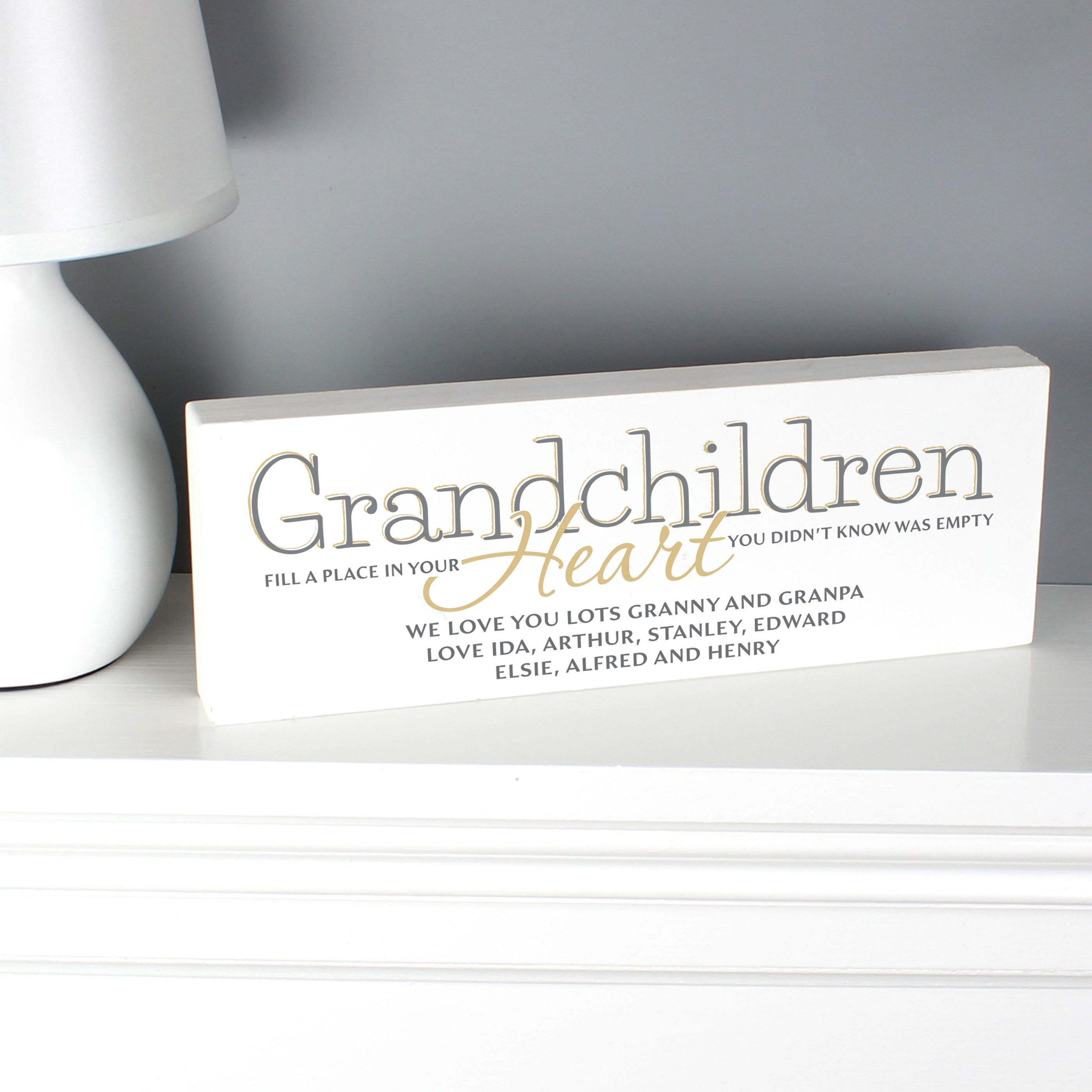 Wooden Personalised Grandchildren Wooden Mantel Decoration