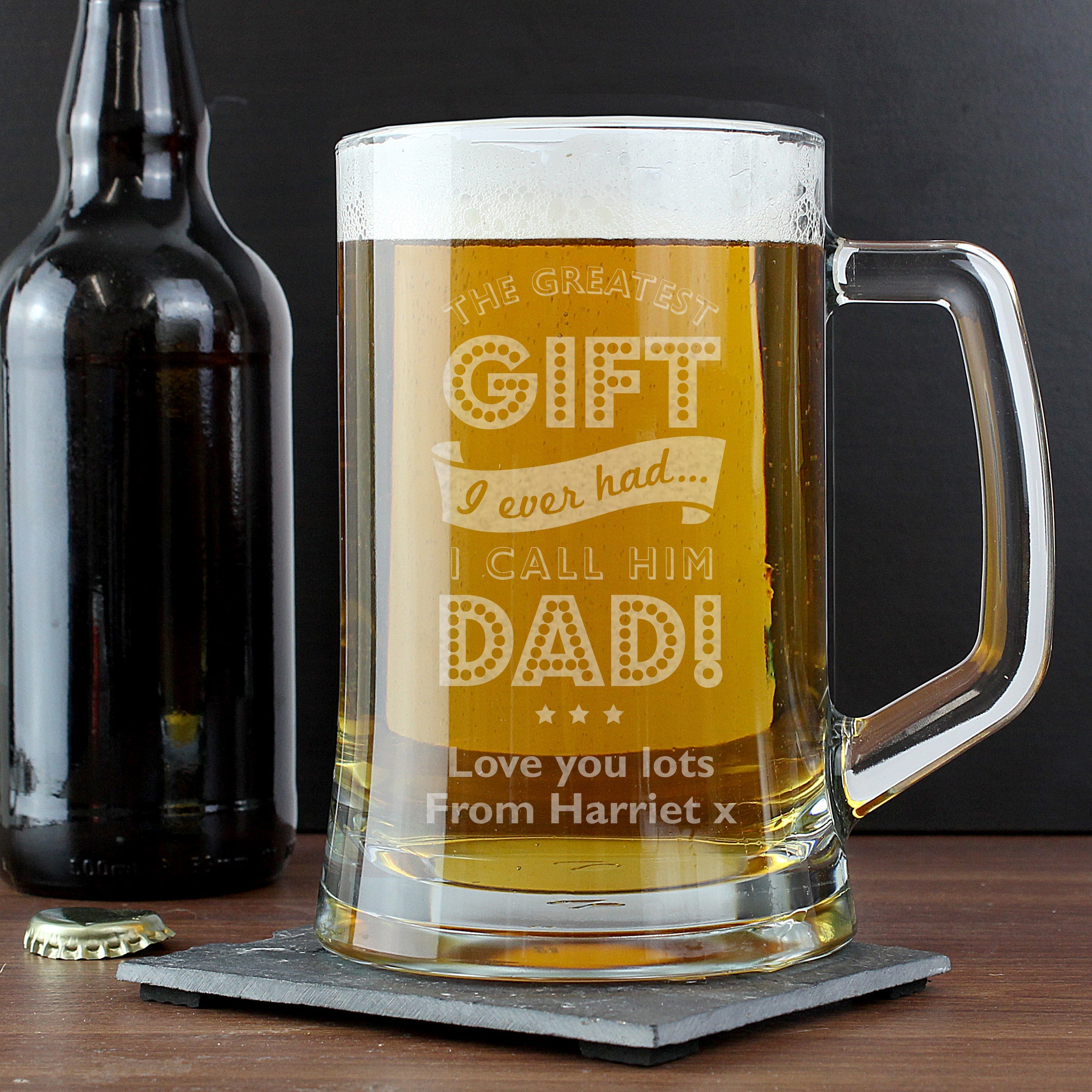 Glasses & Barware Personalised Greatest Dad Glass Pint Stern Tankard