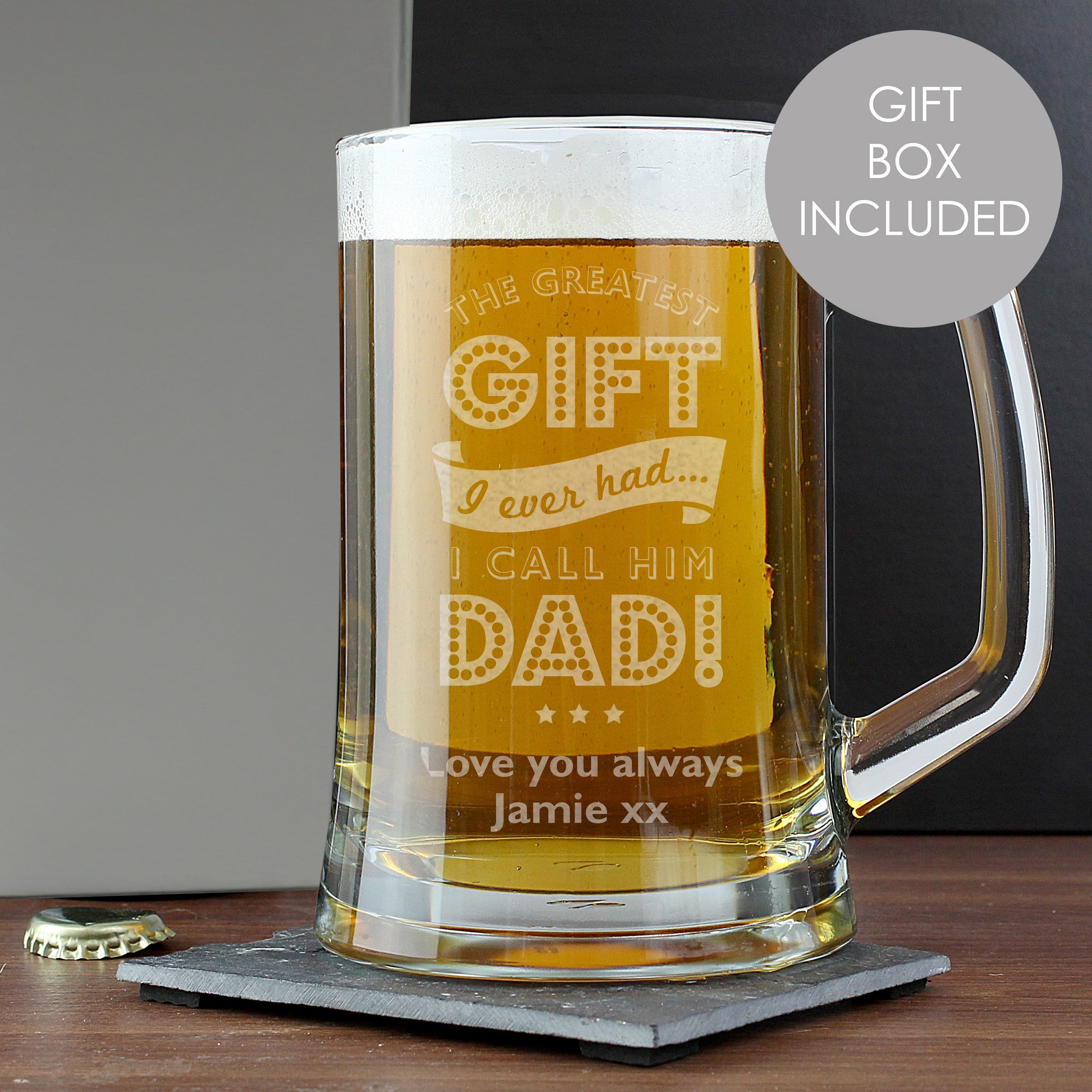 Glasses & Barware Personalised Greatest Dad Glass Pint Stern Tankard