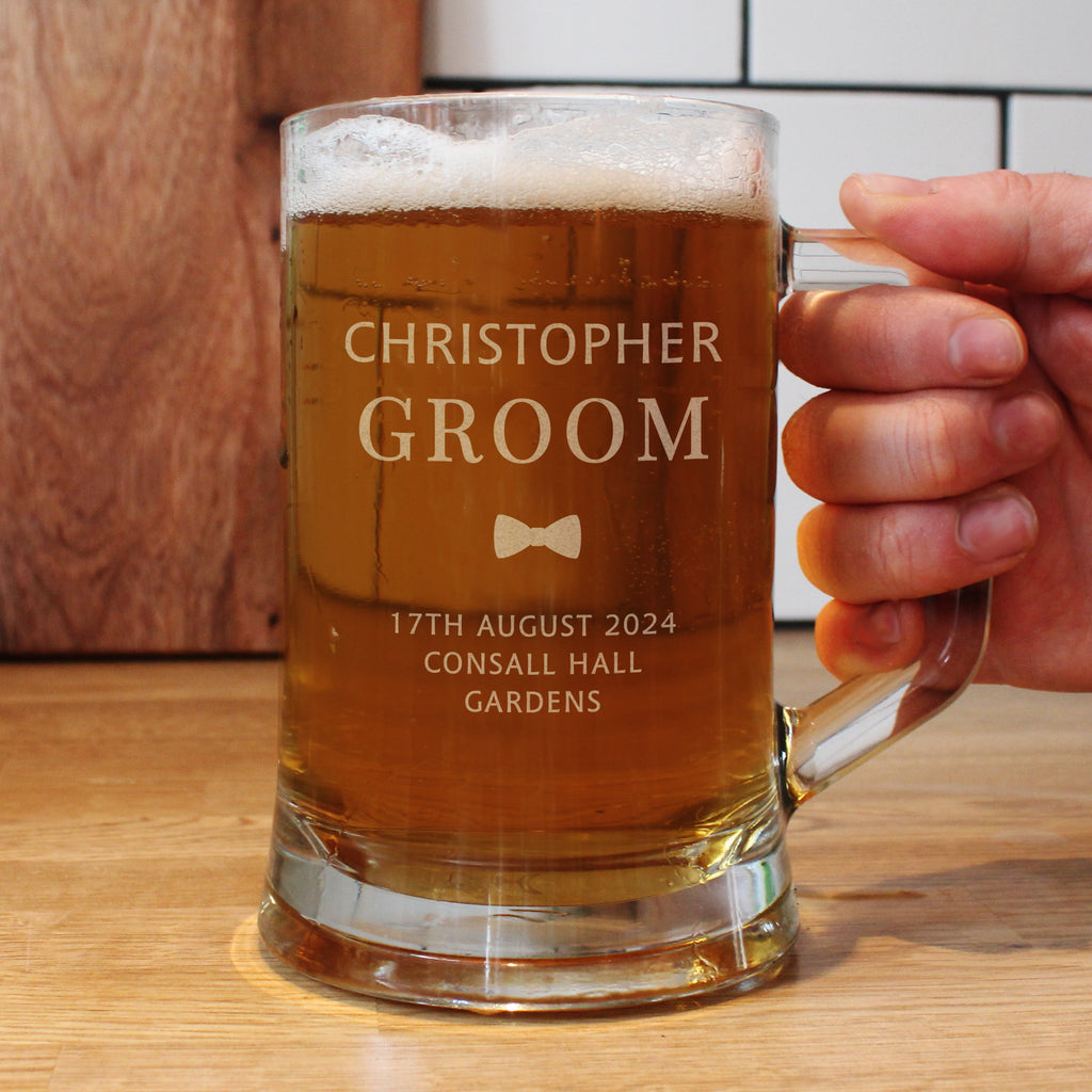 Glasses & Barware Personalised Groom Pint Stern Tankard