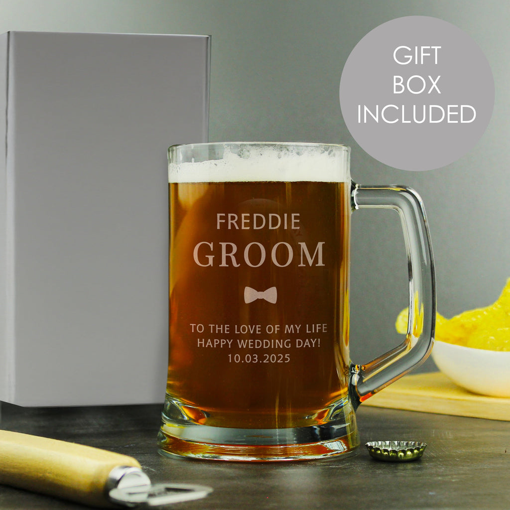 Glasses & Barware Personalised Groom Pint Stern Tankard