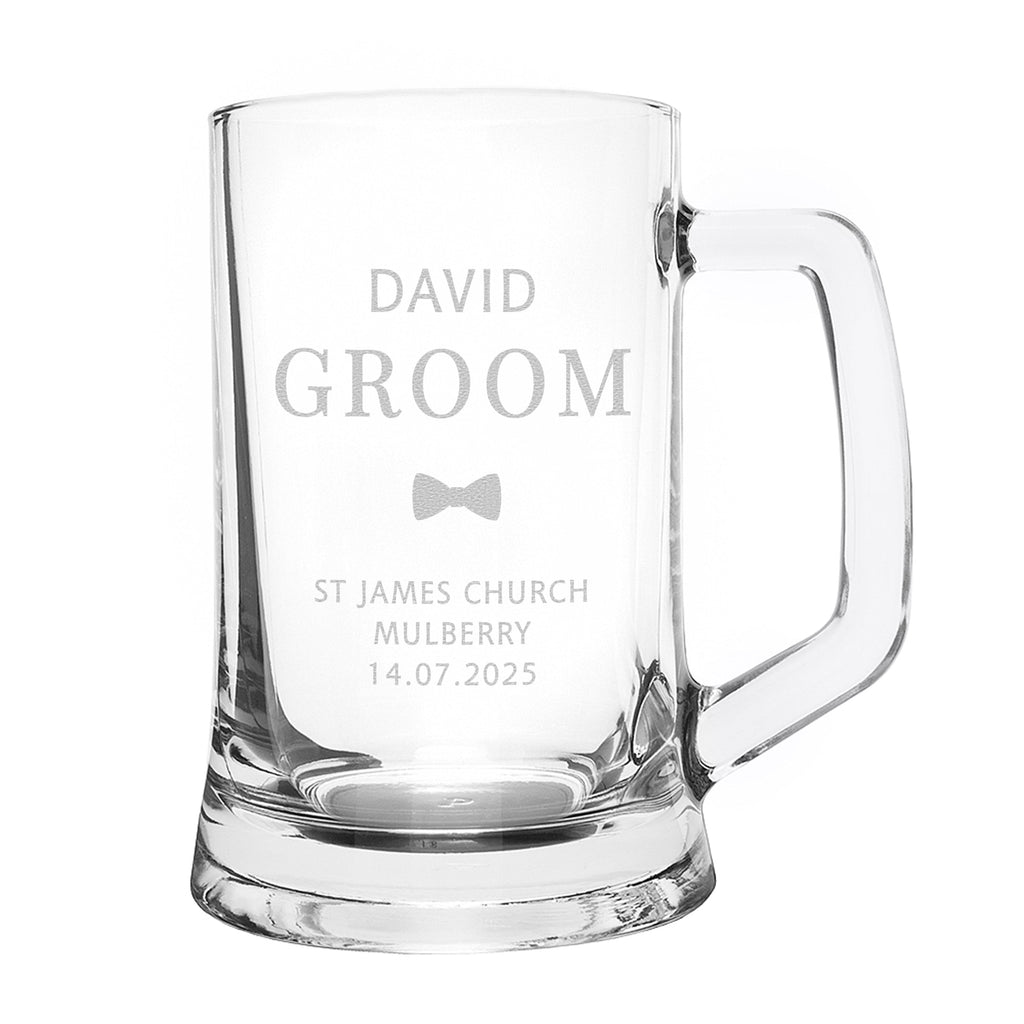 Glasses & Barware Personalised Groom Pint Stern Tankard