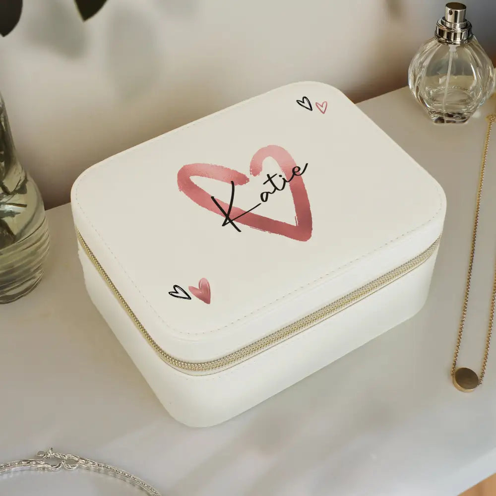 Trinket, Jewellery & Keepsake Boxes Personalised Heart Travel Jewellery Box