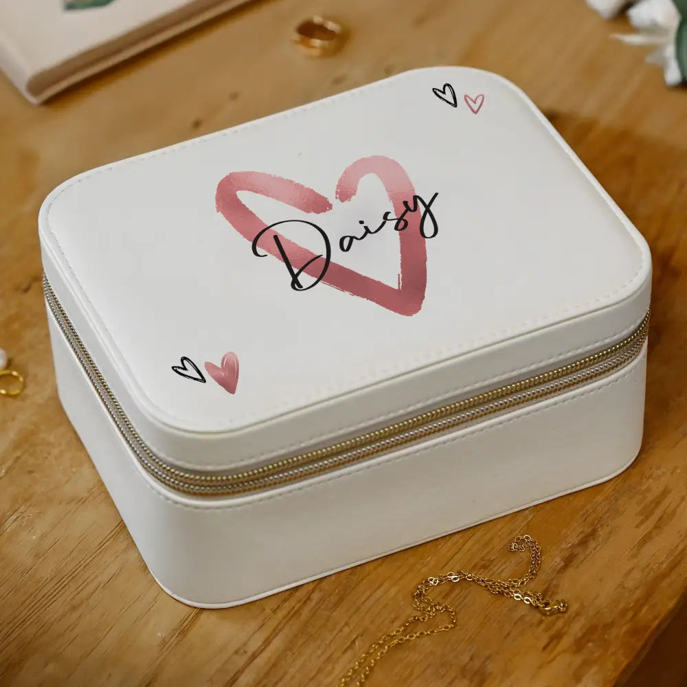 Trinket, Jewellery & Keepsake Boxes Personalised Heart Travel Jewellery Box