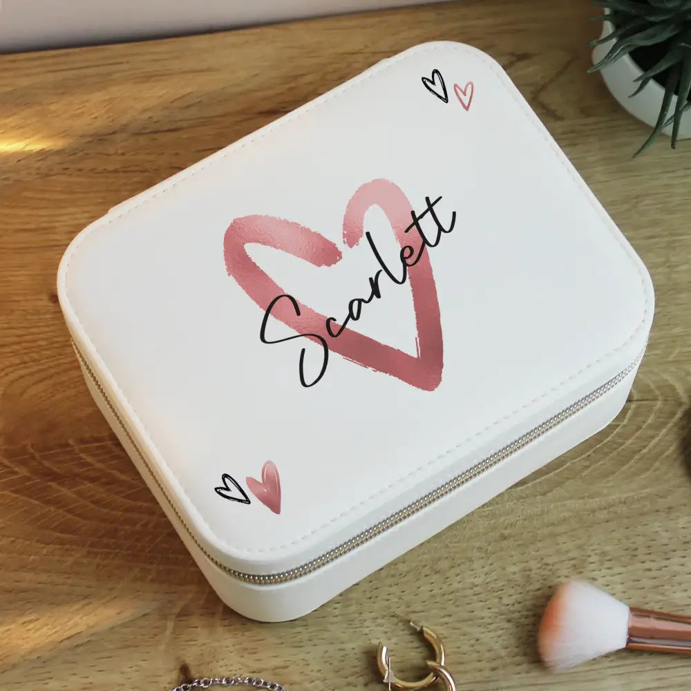Trinket, Jewellery & Keepsake Boxes Personalised Heart Travel Jewellery Box