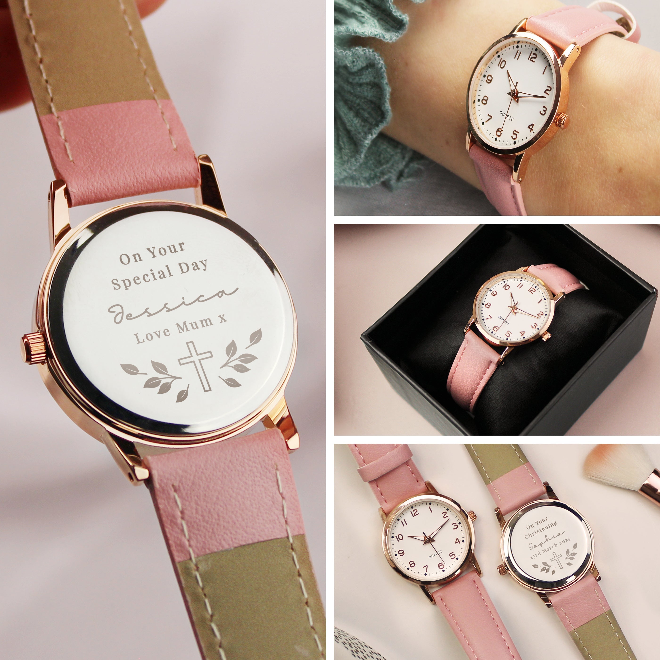 Jewellery Personalised Holy Communion/Christening Pink Watch