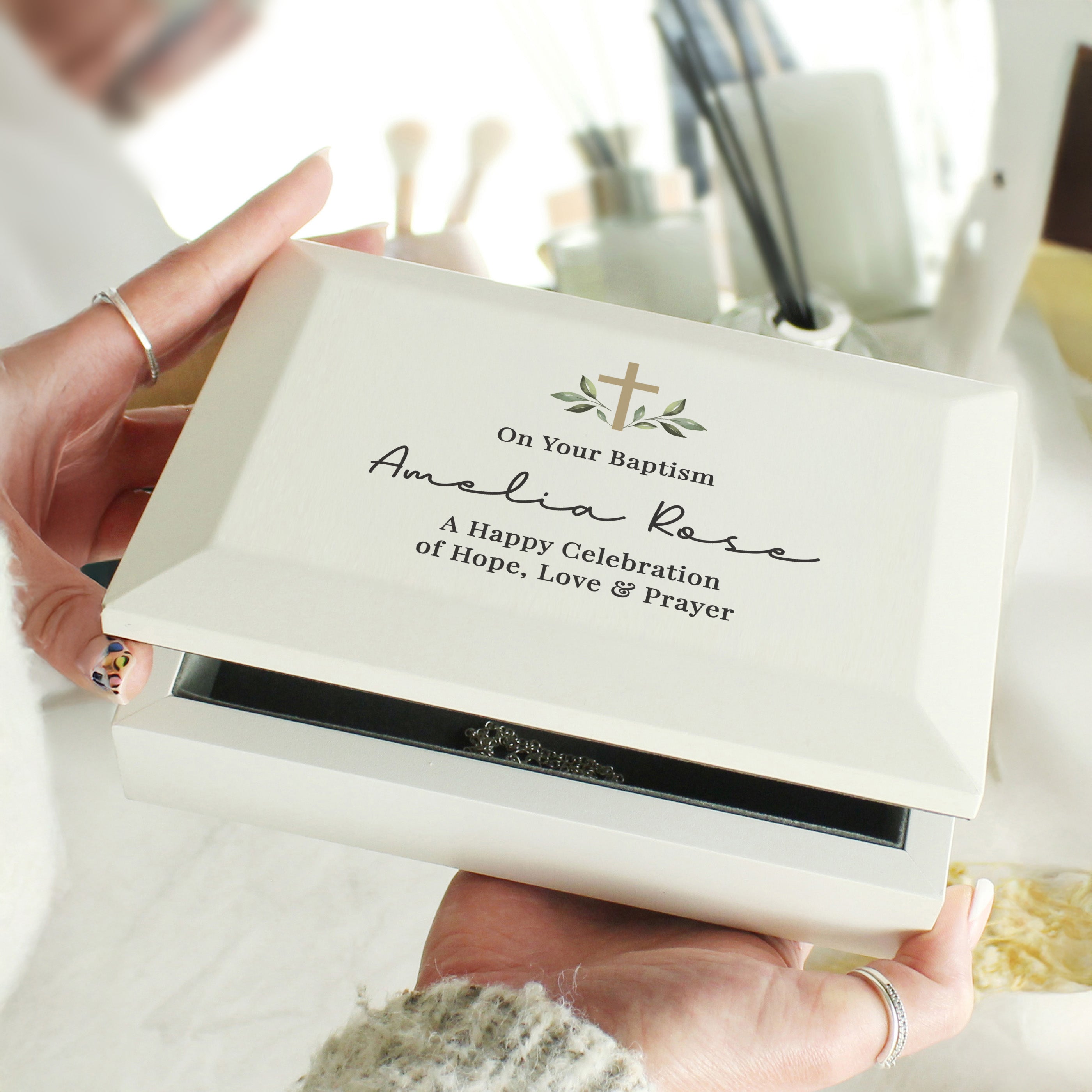 Trinket, Jewellery & Keepsake Boxes Personalised Holy Communion / Christening Wooden Jewellery Box