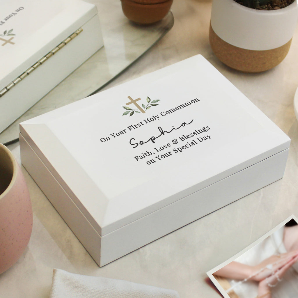 Trinket, Jewellery & Keepsake Boxes Personalised Holy Communion / Christening Wooden Jewellery Box