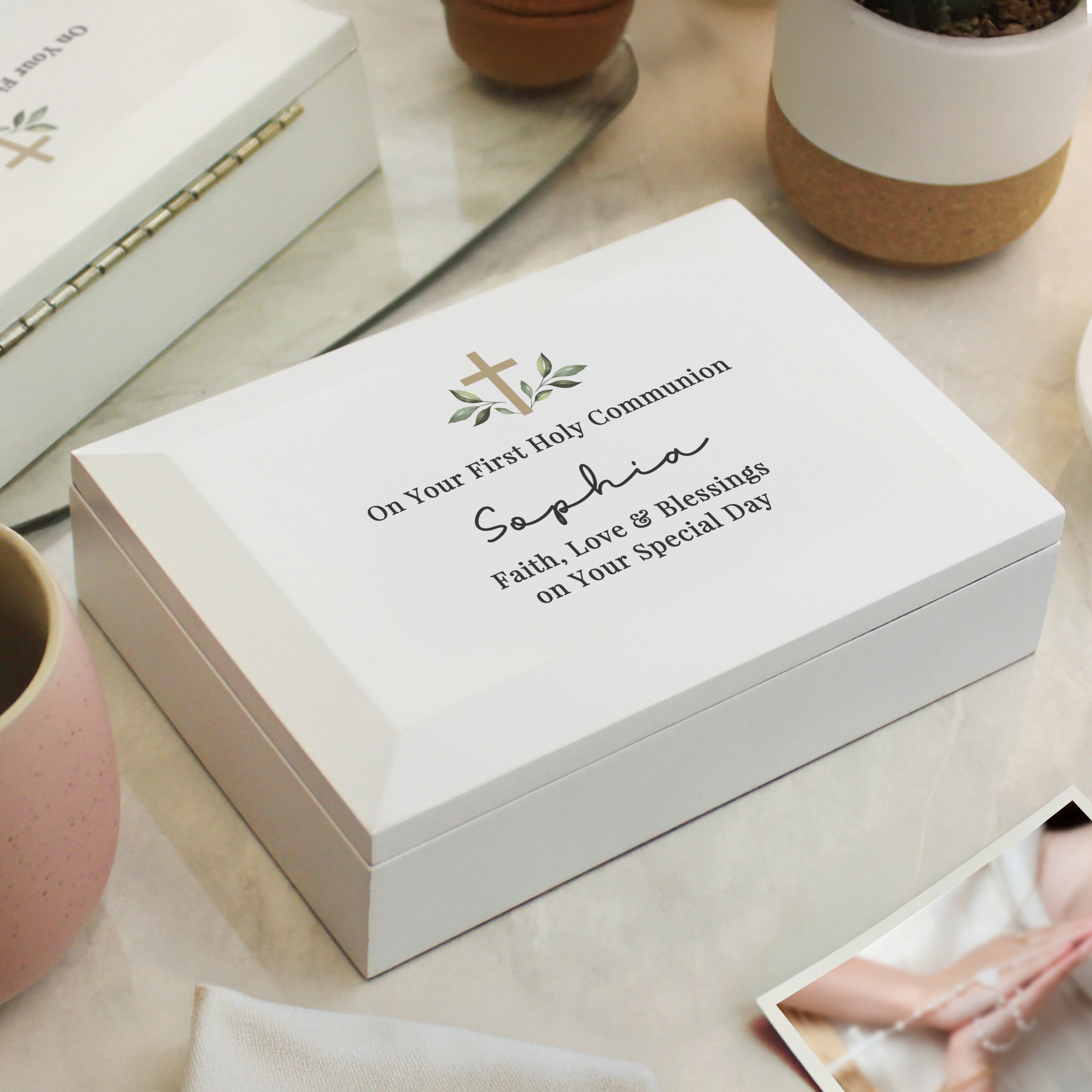 Trinket, Jewellery & Keepsake Boxes Personalised Holy Communion / Christening Wooden Jewellery Box
