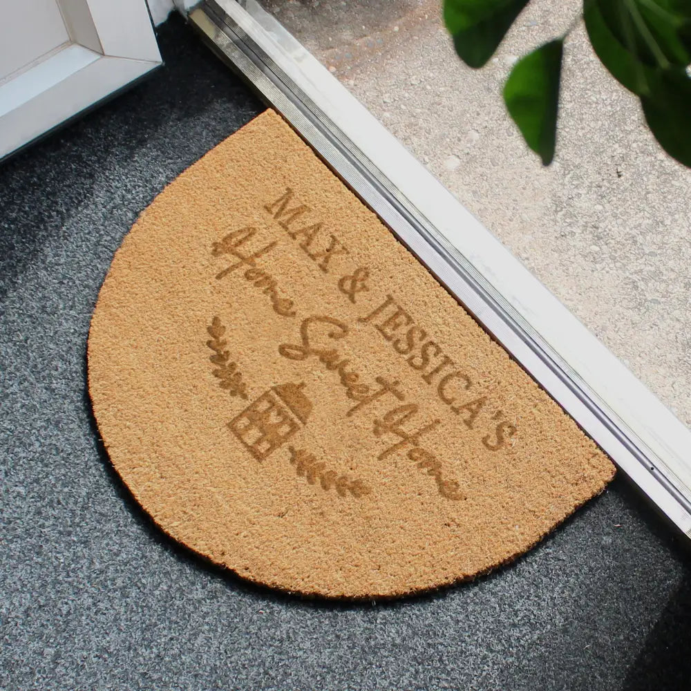 Doormats Personalised Home Sweet Home Half Moon Indoor Doormat