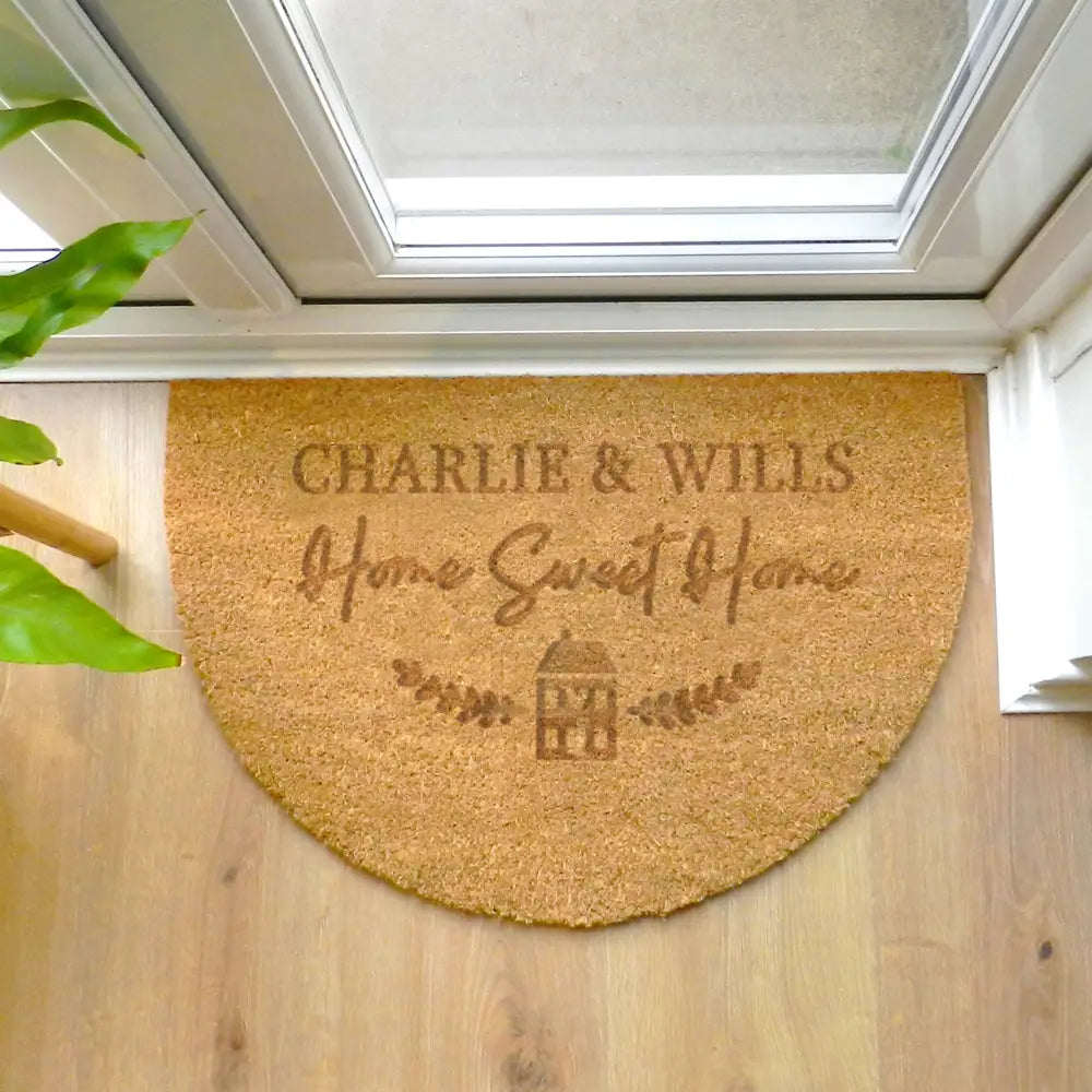 Doormats Personalised Home Sweet Home Half Moon Indoor Doormat