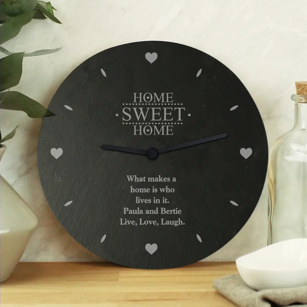 Clocks & Watches Personalised Home Sweet Home Slate Clock