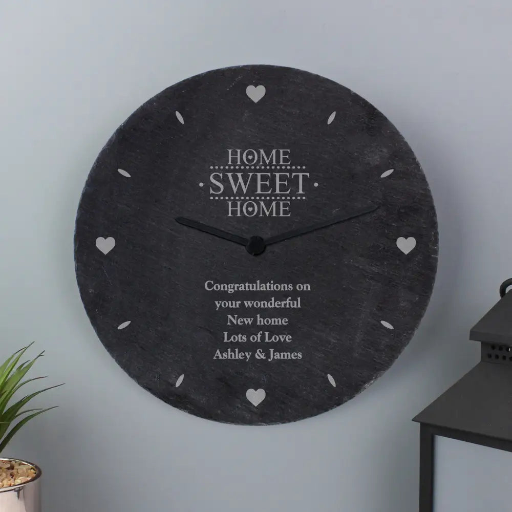 Clocks & Watches Personalised Home Sweet Home Slate Clock