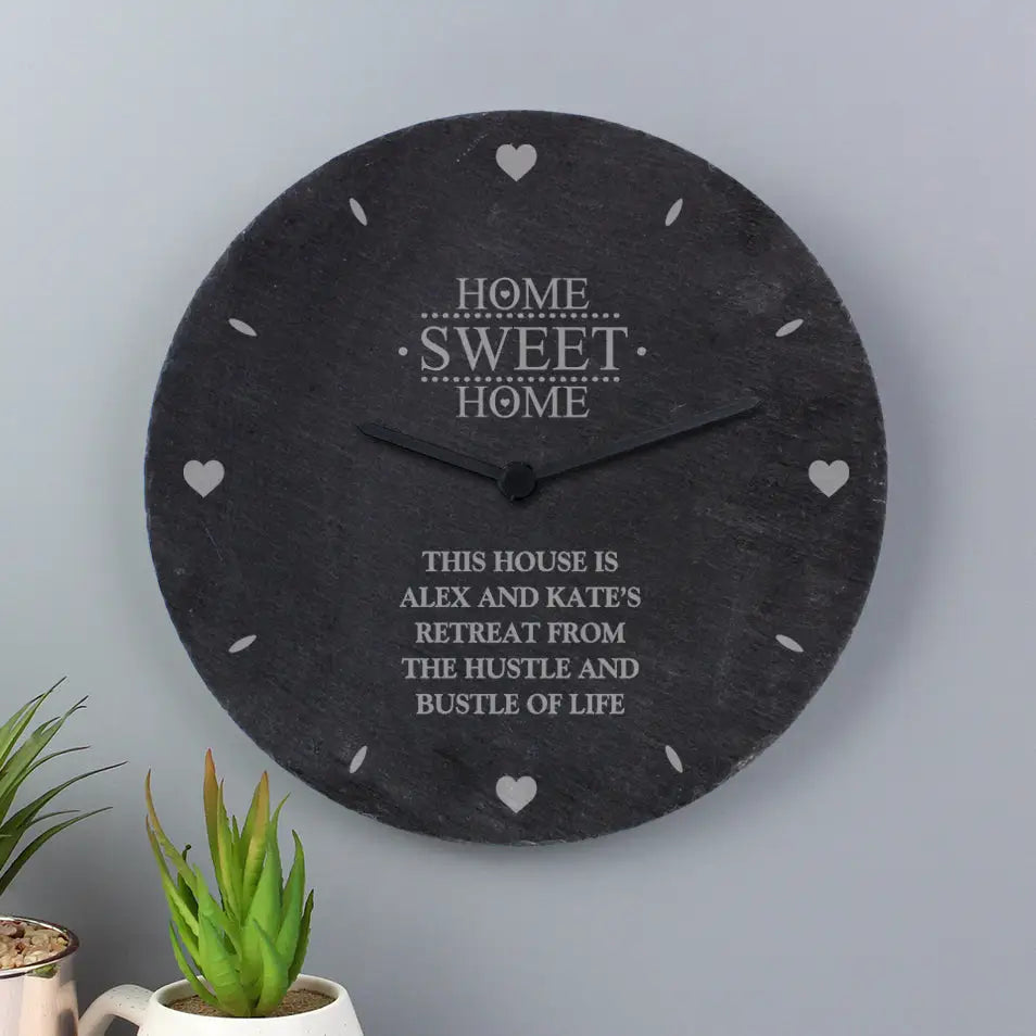 Clocks & Watches Personalised Home Sweet Home Slate Clock